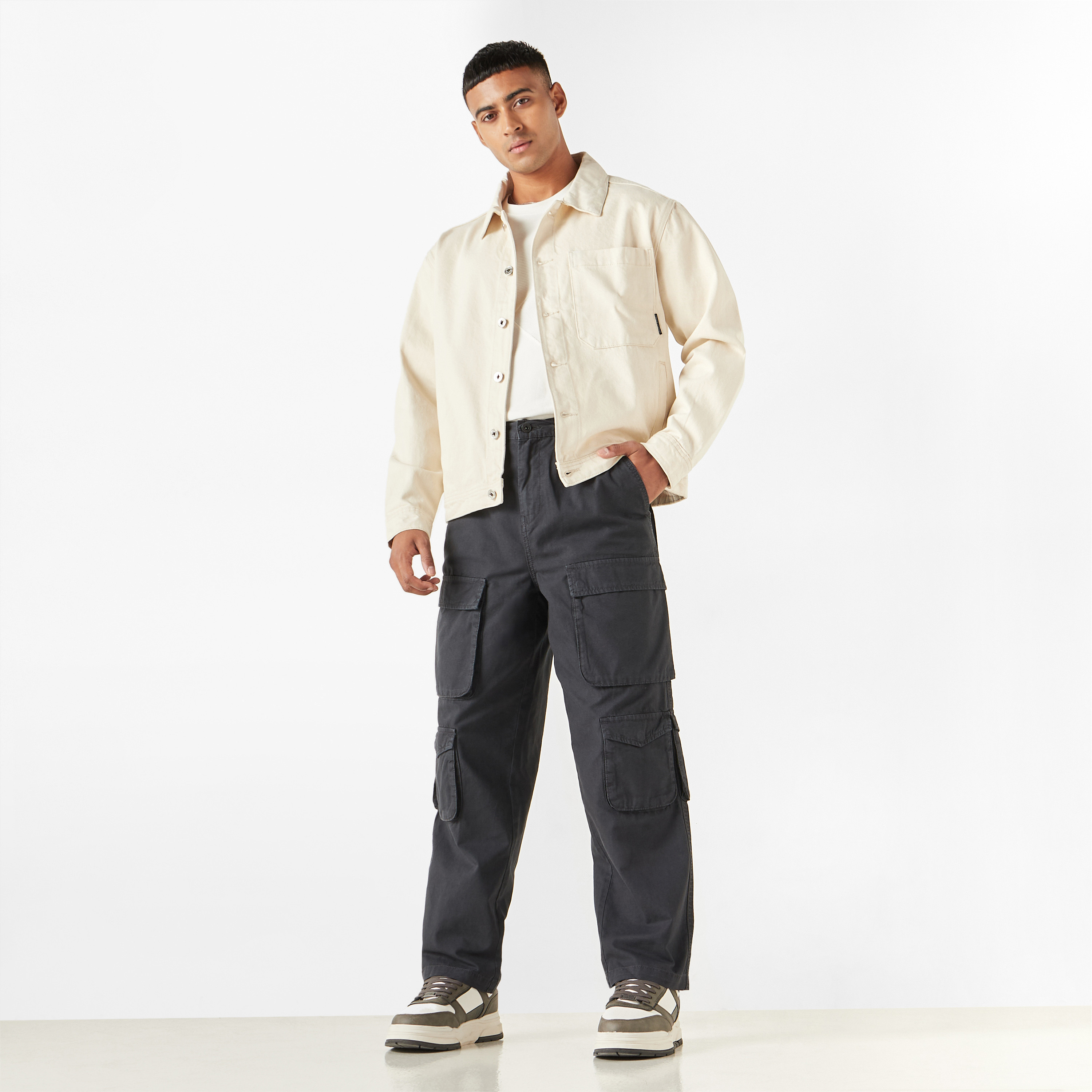 Lee Cooper Solid Relaxed Fit Cargo Pants with Drawstring Closure-men-clothing-bottoms-joggers-image-6