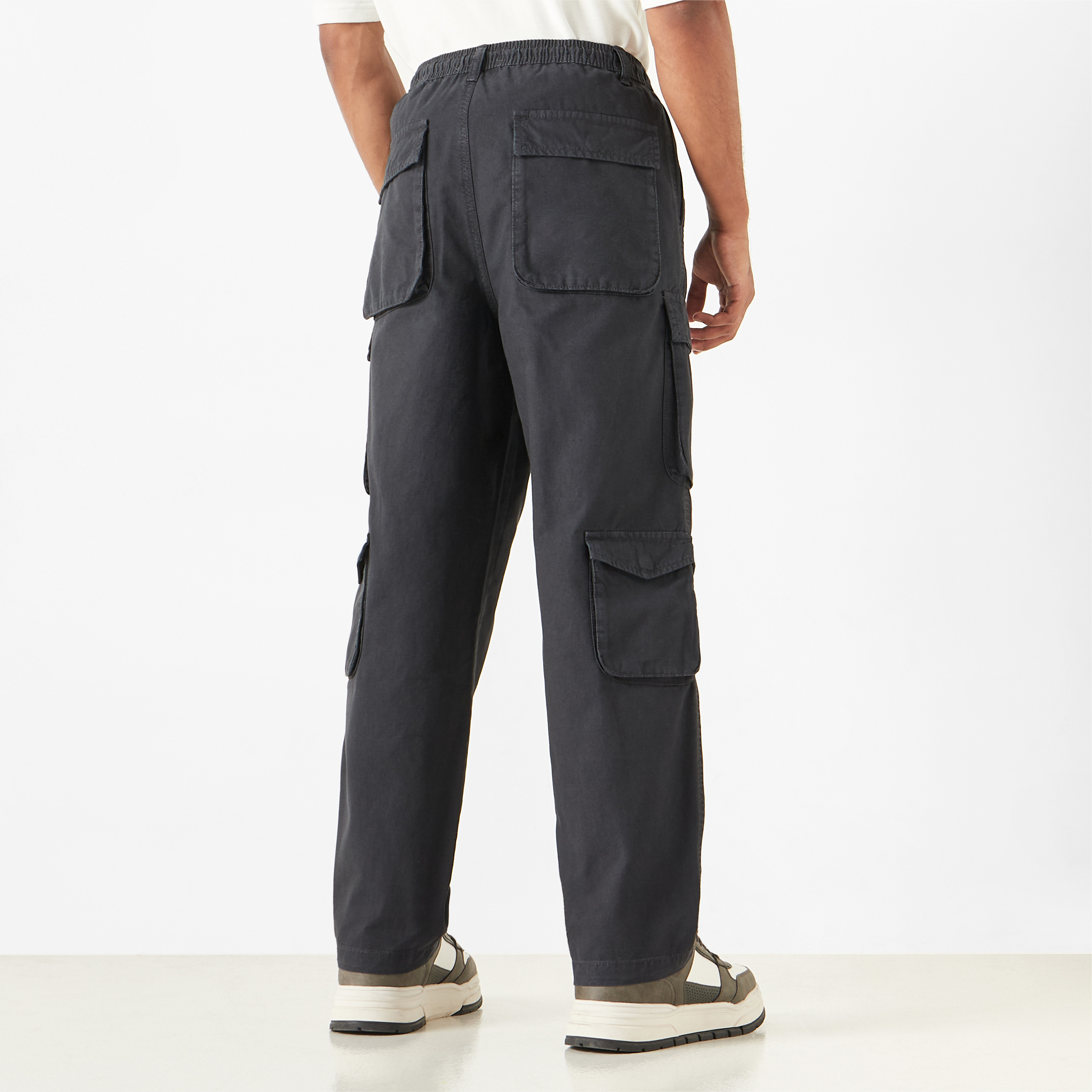 Lee Cooper Solid Relaxed Fit Cargo Pants with Drawstring Closure-men-clothing-bottoms-joggers-image-7