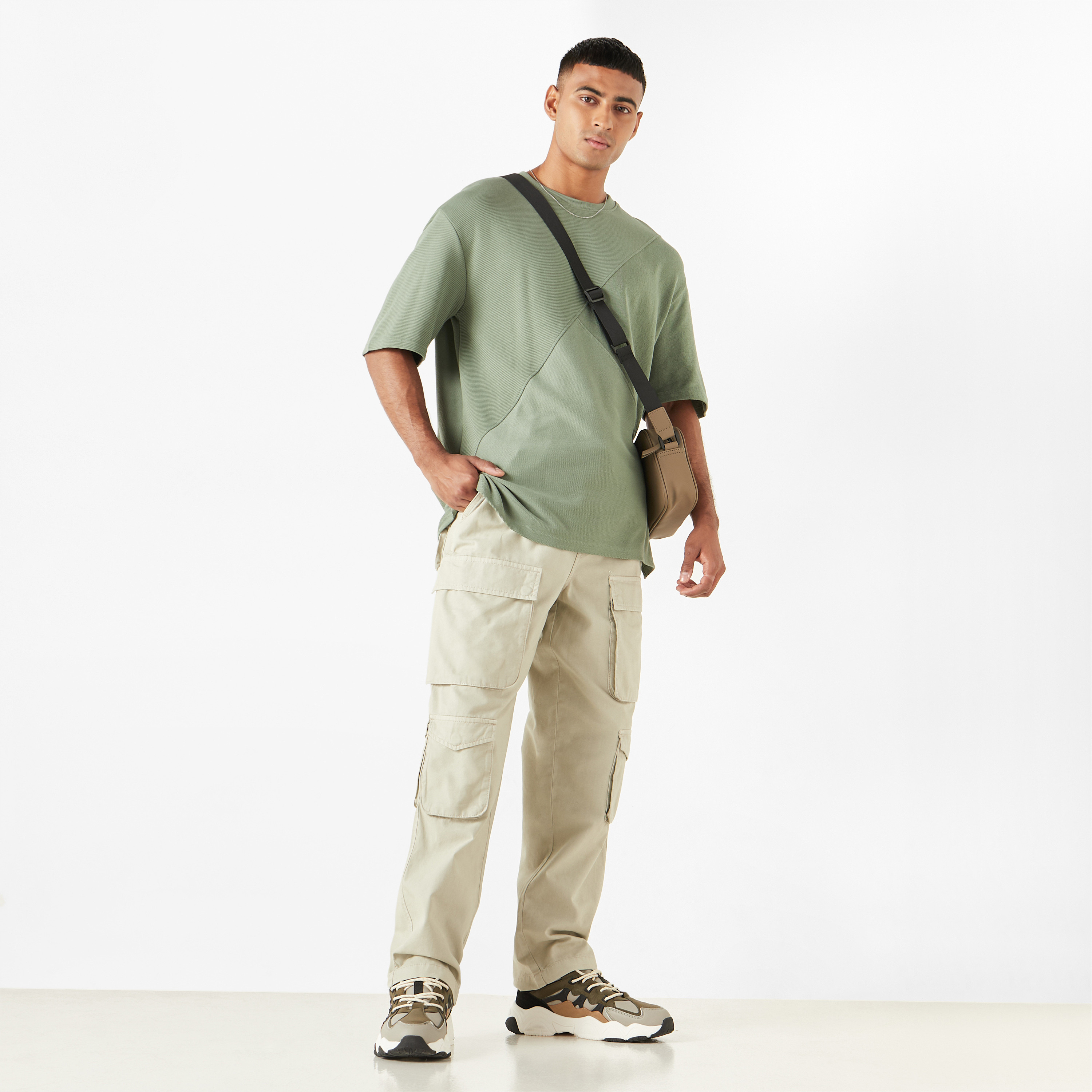 Lee Cooper Solid Relaxed Fit Cargo Pants with Drawstring Closure-men-clothing-bottoms-joggers-image-2