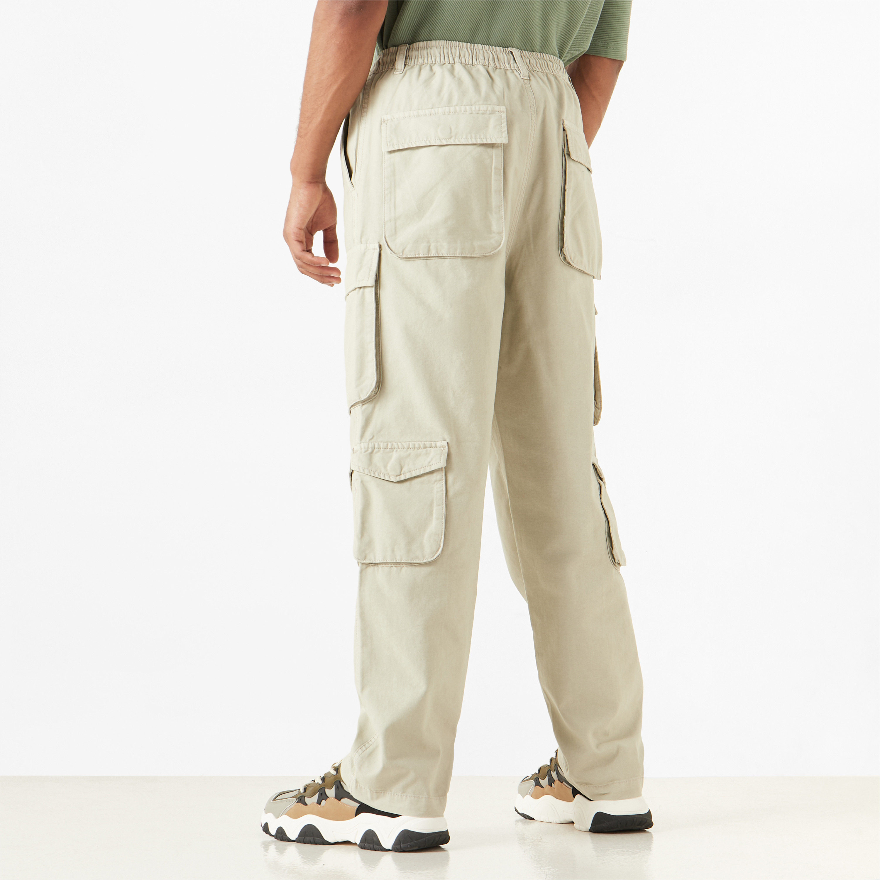 Lee Cooper Solid Relaxed Fit Cargo Pants with Drawstring Closure-men-clothing-bottoms-joggers-image-3
