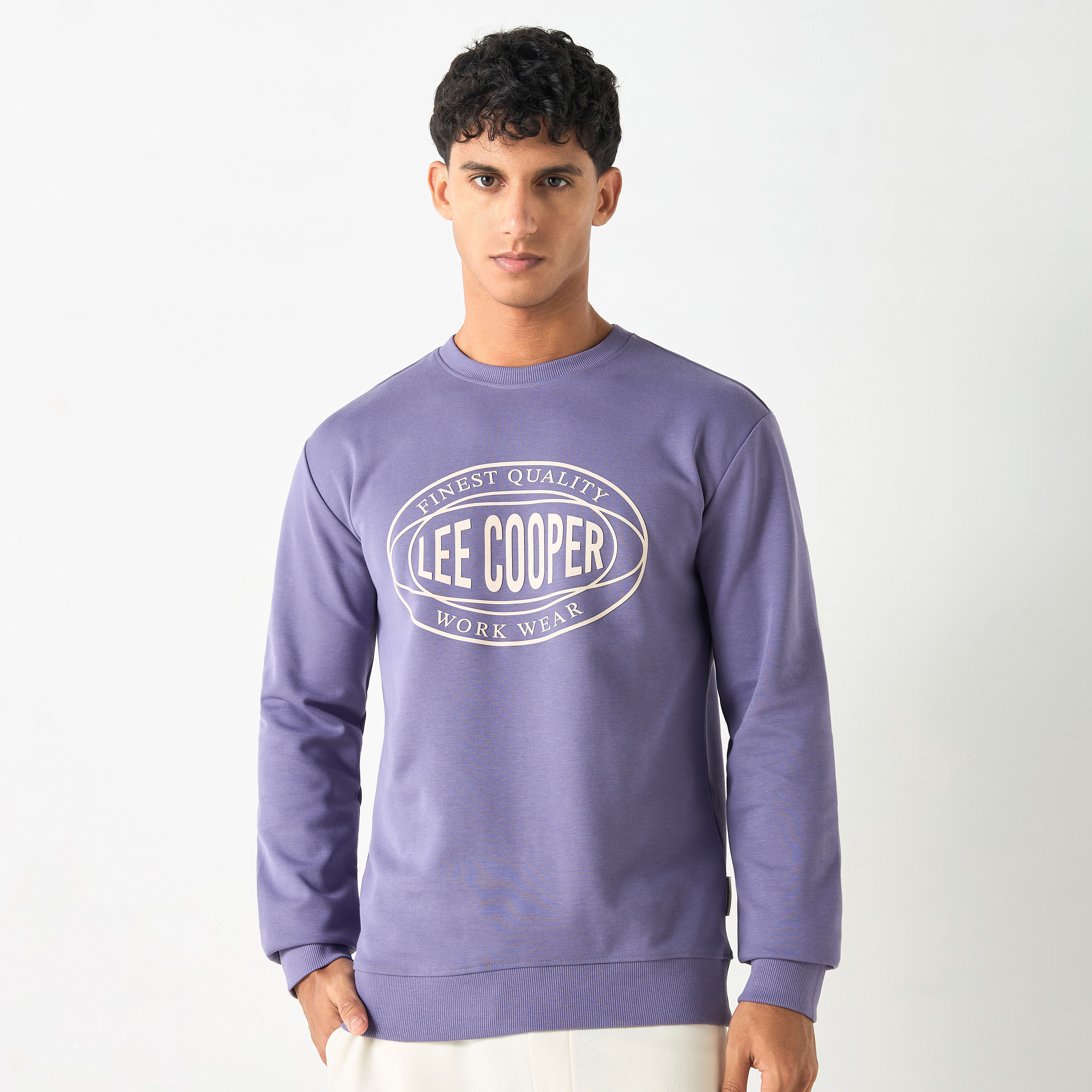 Buy Lee Cooper Printed Sweatshirt with Long Sleeves and Crew Neck Splash UAE