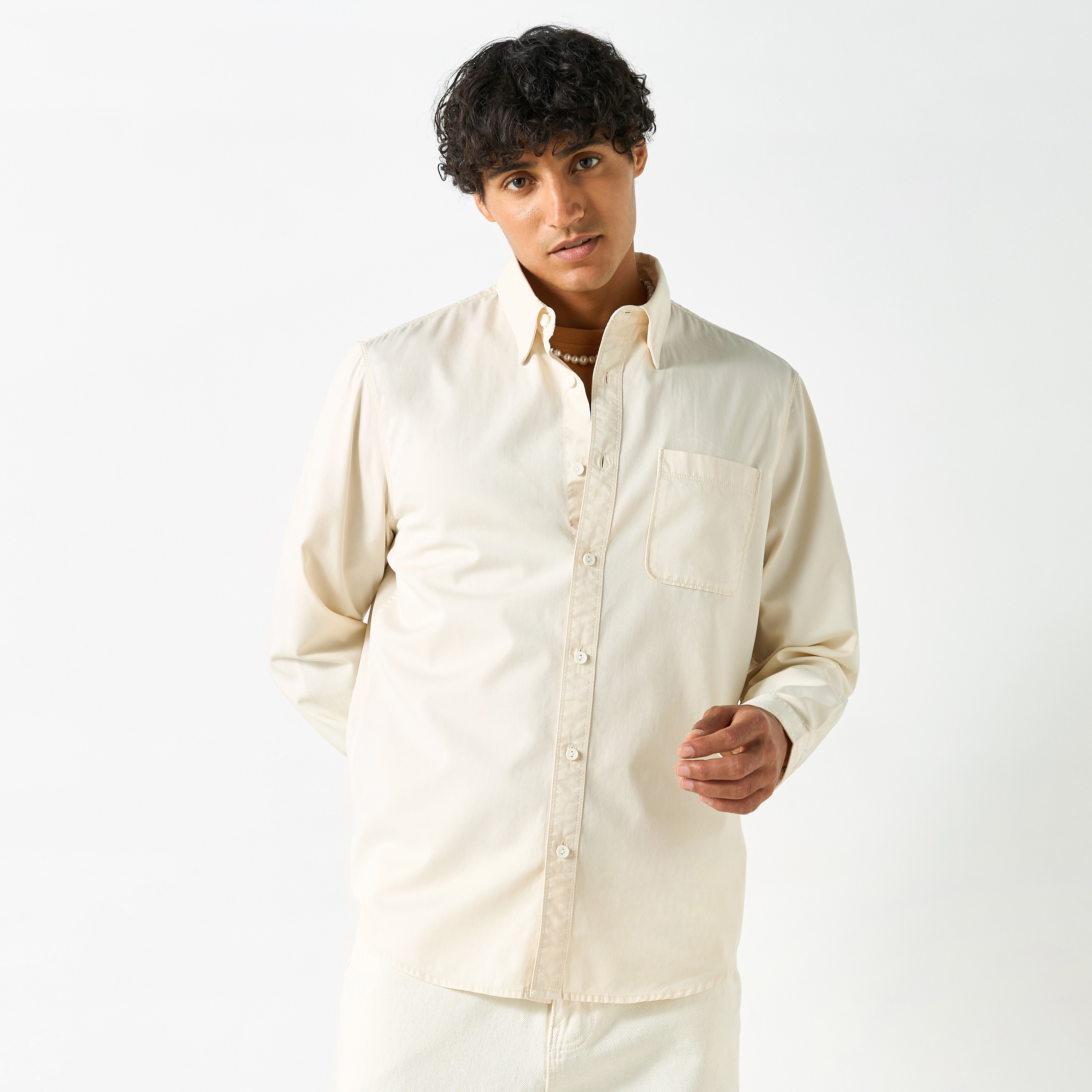 Lee Cooper Solid Shirt with Pocket and Long Sleeves-men-clothing-shirts-image-15