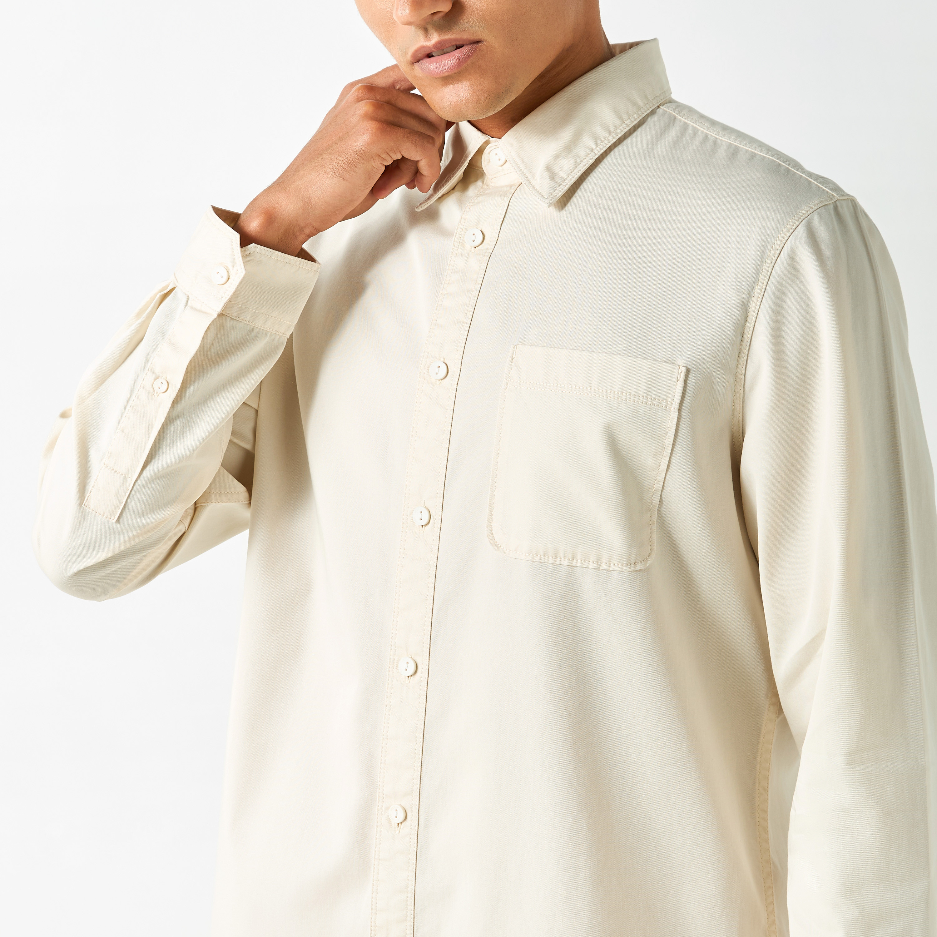 Lee Cooper Solid Shirt with Pocket and Long Sleeves-men-clothing-shirts-image-18