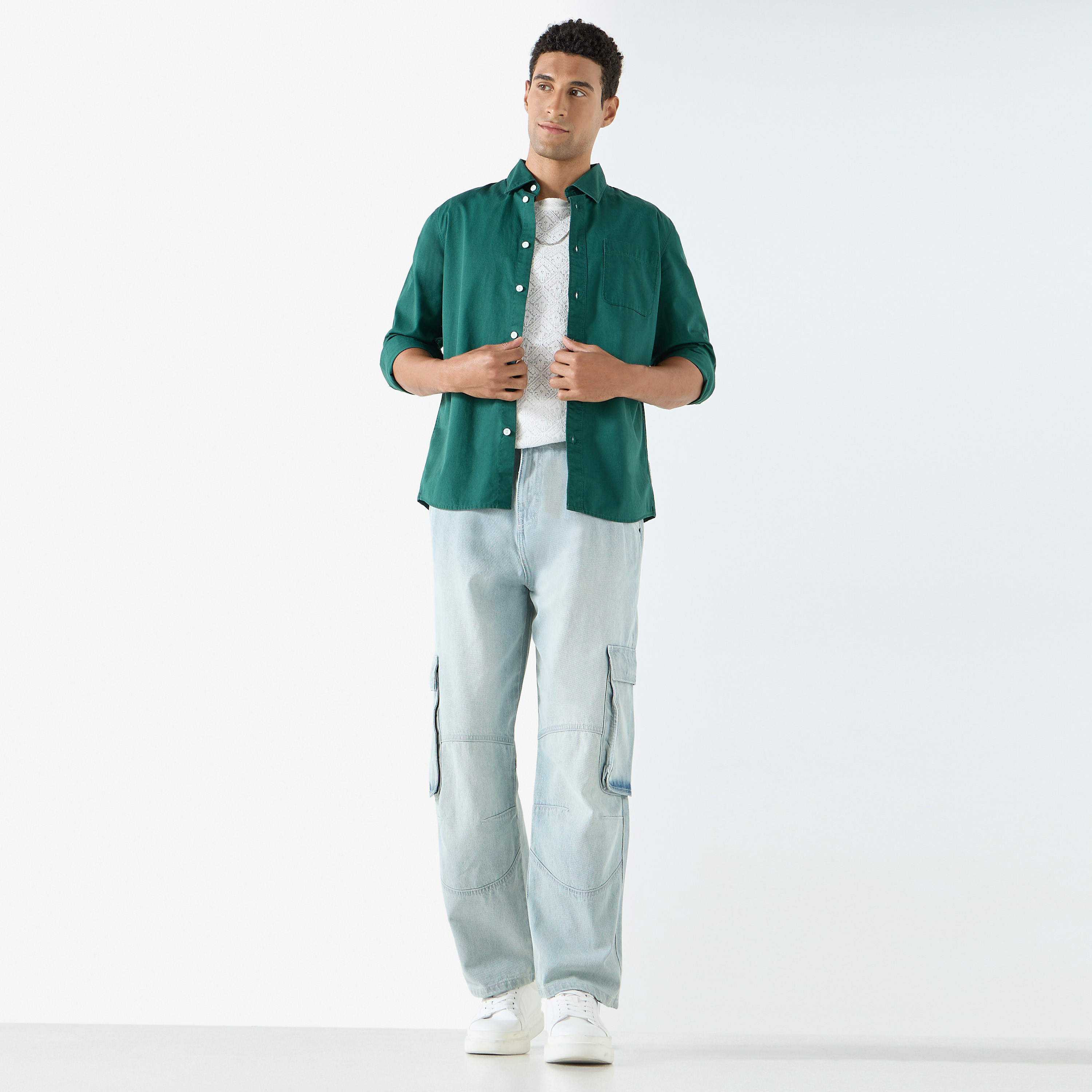 Lee Cooper Solid Shirt with Pocket and Long Sleeves-men-clothing-shirts-image-7