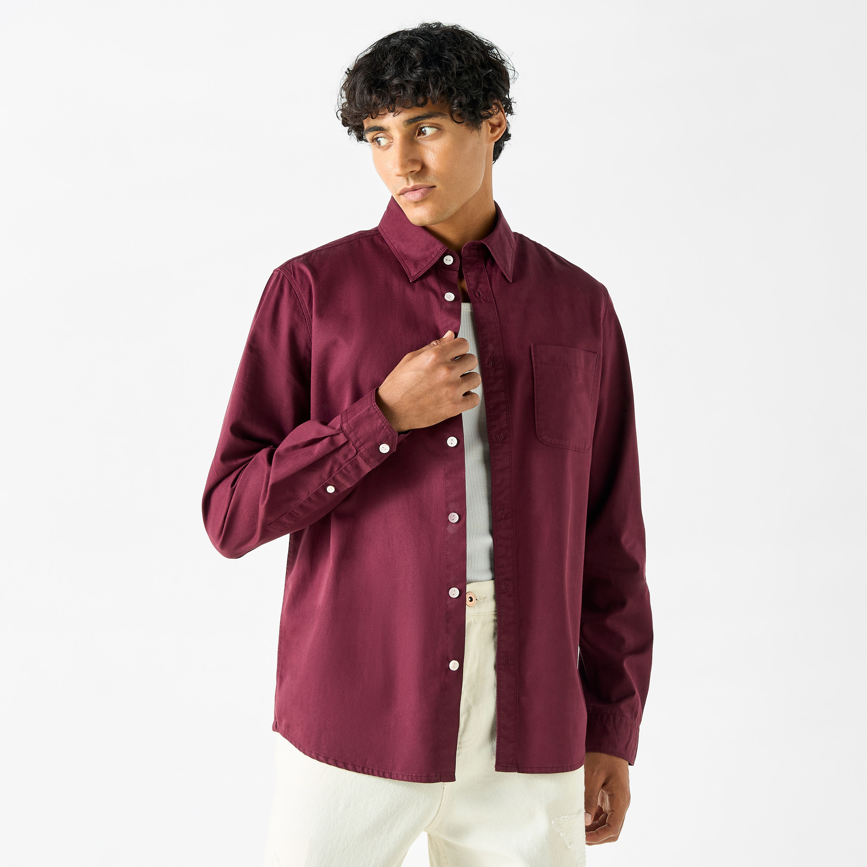 Lee Cooper Solid Shirt with Pocket and Long Sleeves-men-clothing-shirts-image-19
