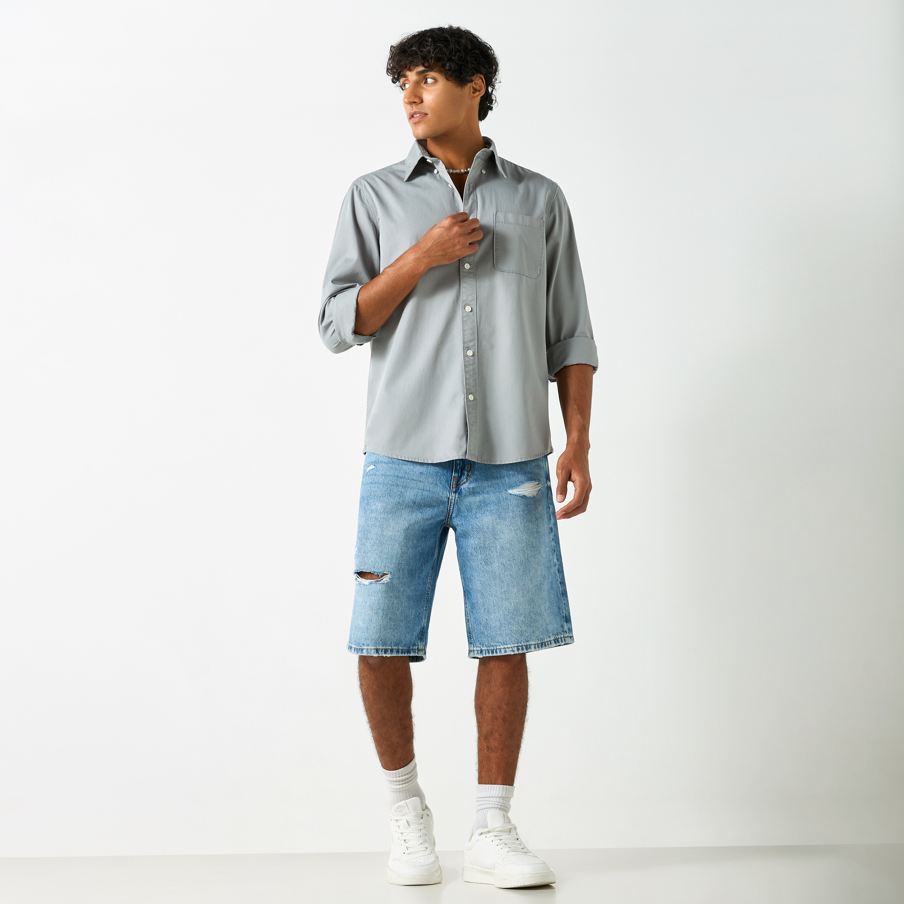 Lee Cooper Solid Shirt with Pocket and Long Sleeves-men-clothing-shirts-image-12