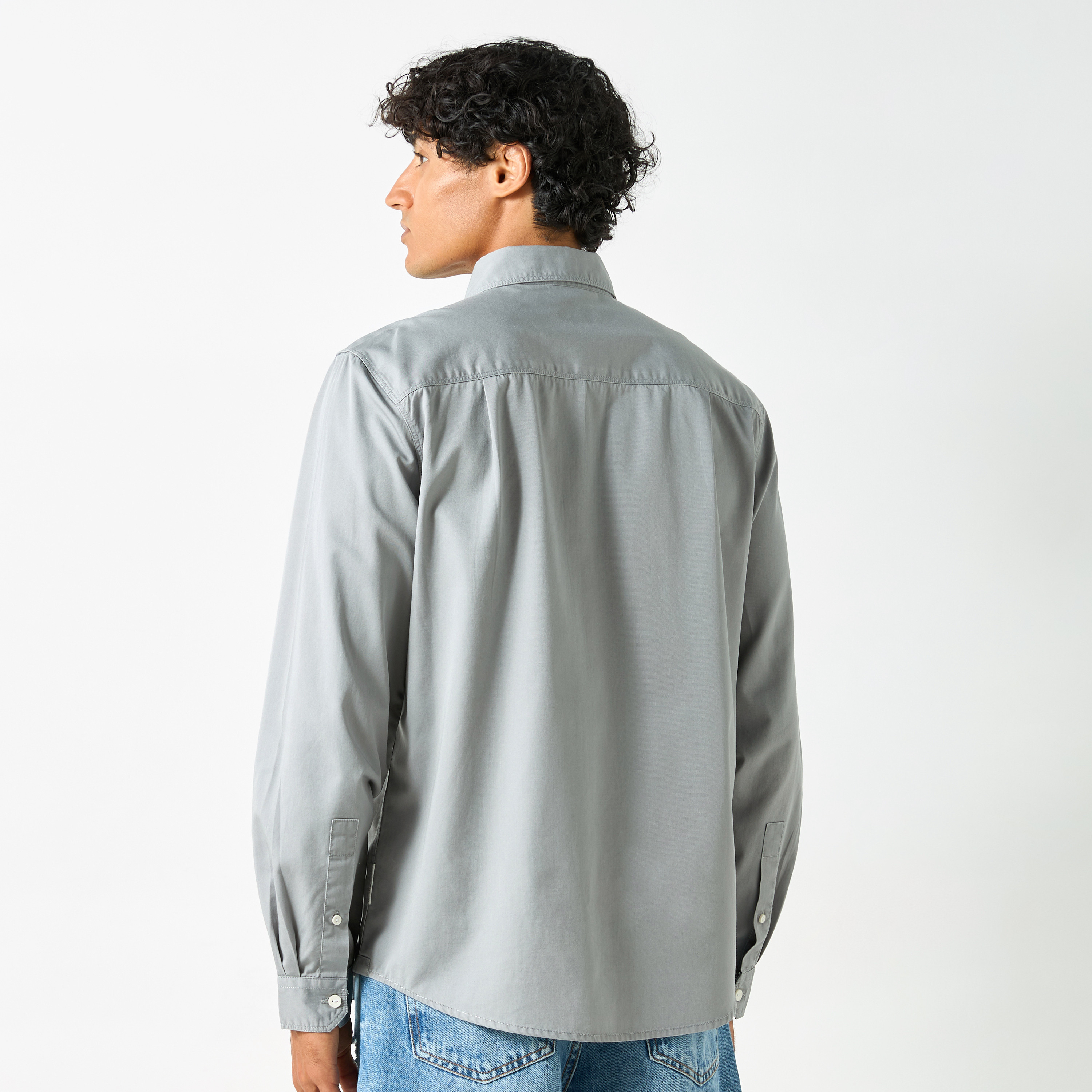 Lee Cooper Solid Shirt with Pocket and Long Sleeves-men-clothing-shirts-image-13