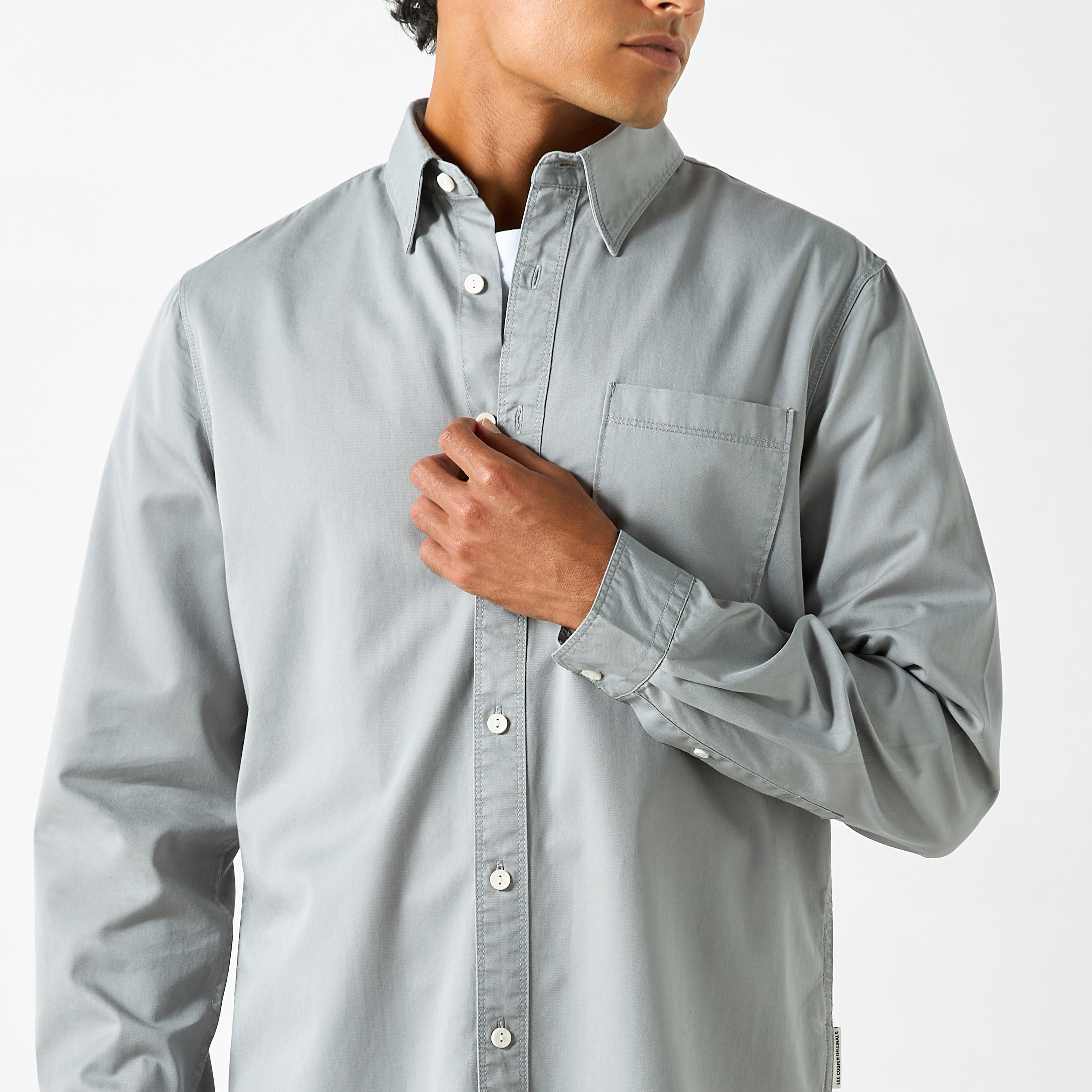 Lee Cooper Solid Shirt with Pocket and Long Sleeves-men-clothing-shirts-image-14