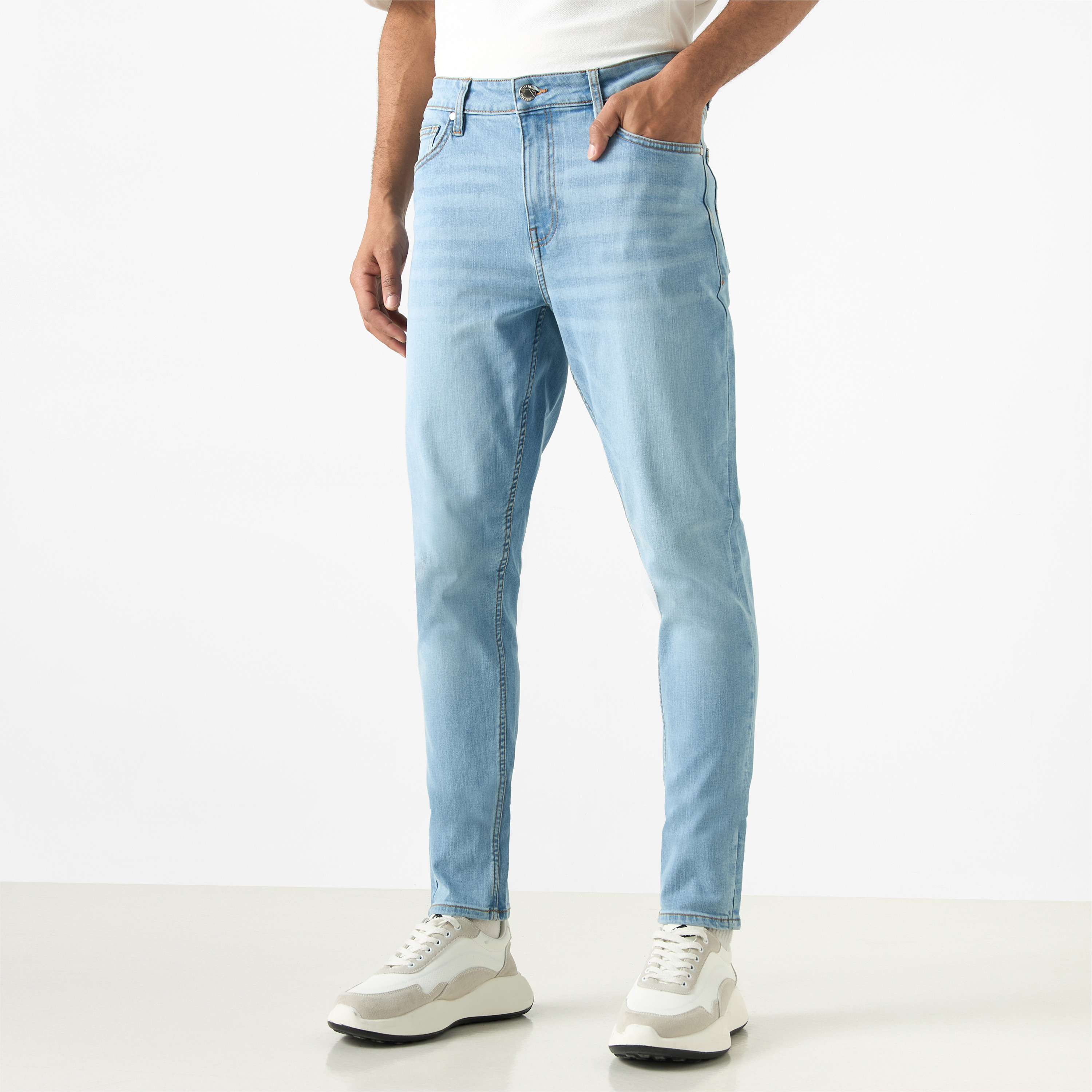 Lee Cooper Skinny Fit Mid-Rise Jeans with Pockets-men-clothing-bottoms-jeans-image-1