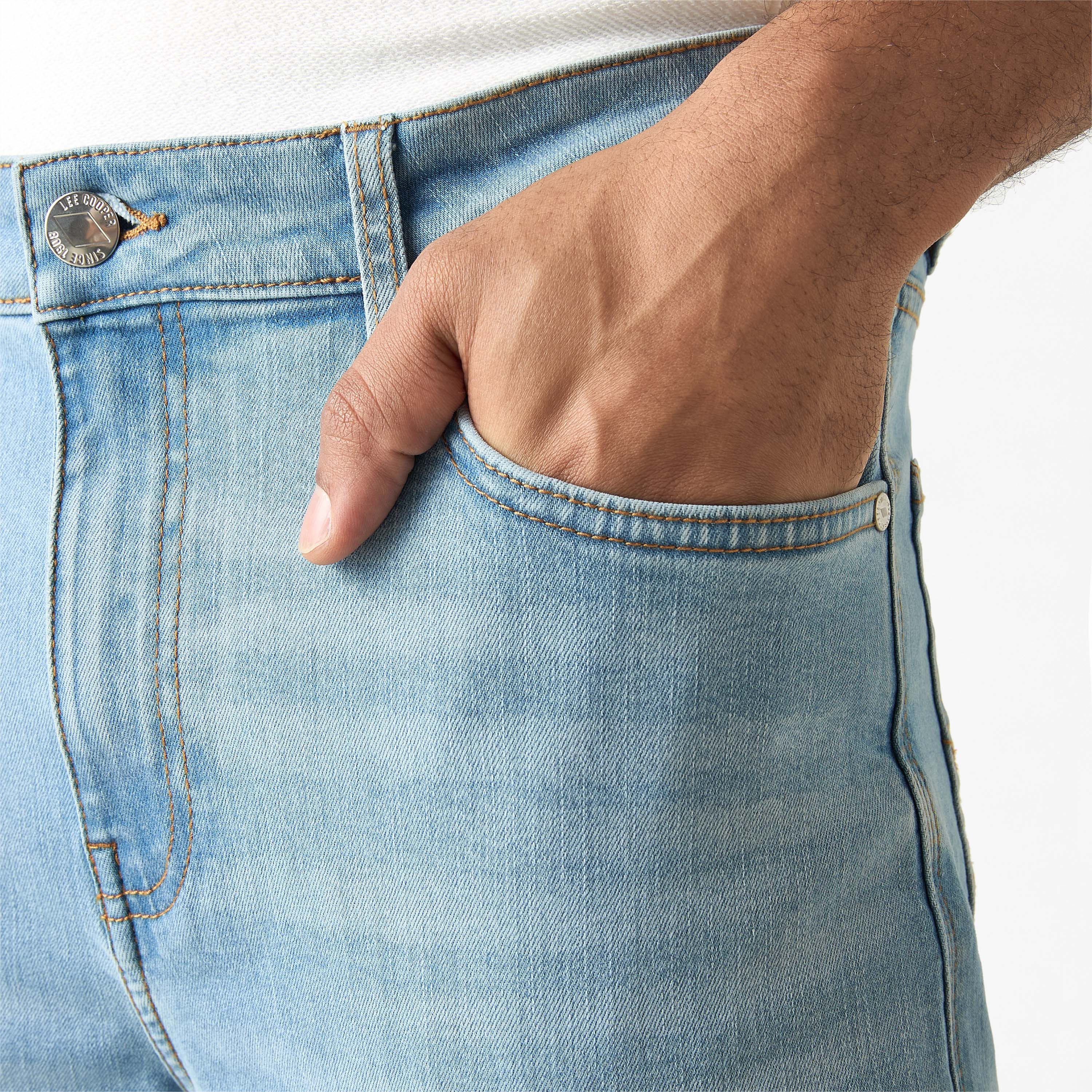 Lee Cooper Skinny Fit Mid-Rise Jeans with Pockets-men-clothing-bottoms-jeans-image-4