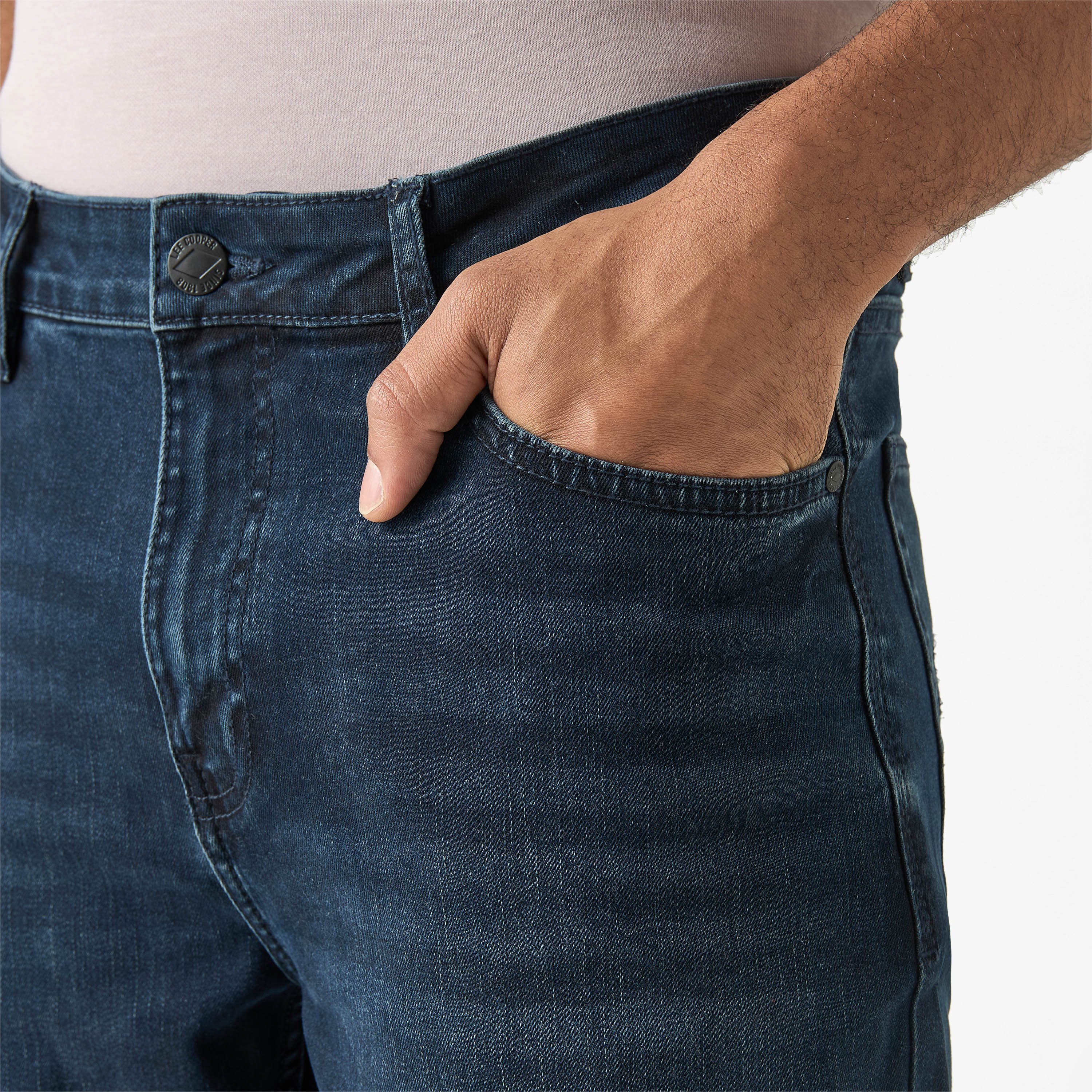 Lee Cooper Skinny Fit Mid-Rise Jeans with Pockets-men-clothing-bottoms-jeans-image-4