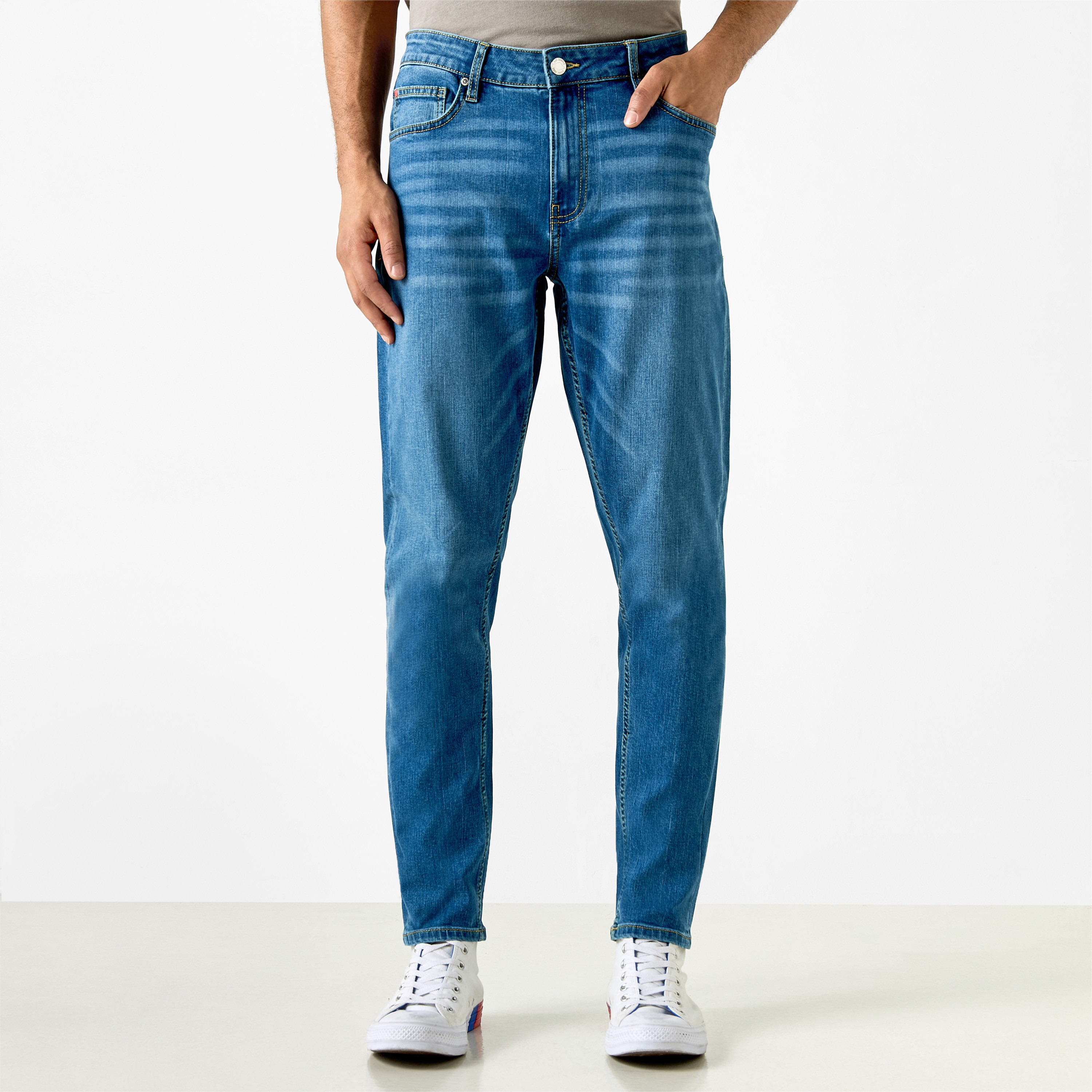 Lee Cooper Skinny Fit Mid-Rise Jeans with Pockets-men-clothing-bottoms-jeans-image-1