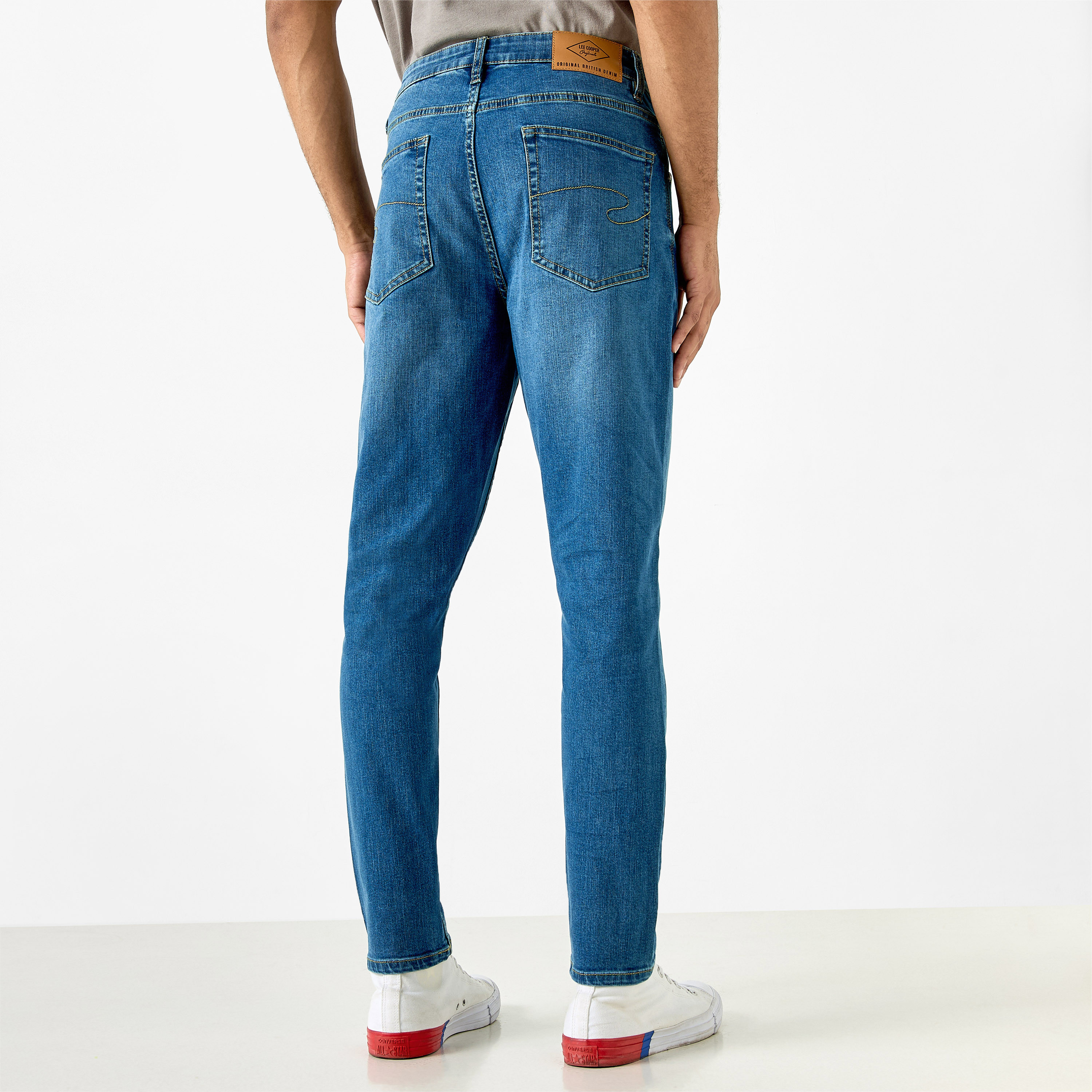 Lee Cooper Skinny Fit Mid-Rise Jeans with Pockets-men-clothing-bottoms-jeans-image-3