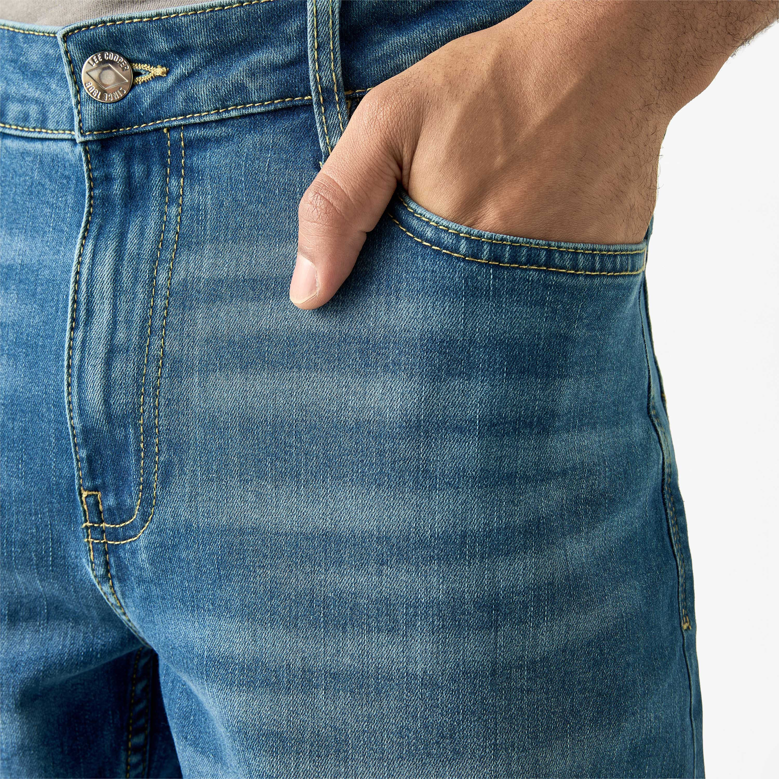 Lee Cooper Skinny Fit Mid-Rise Jeans with Pockets-men-clothing-bottoms-jeans-image-4