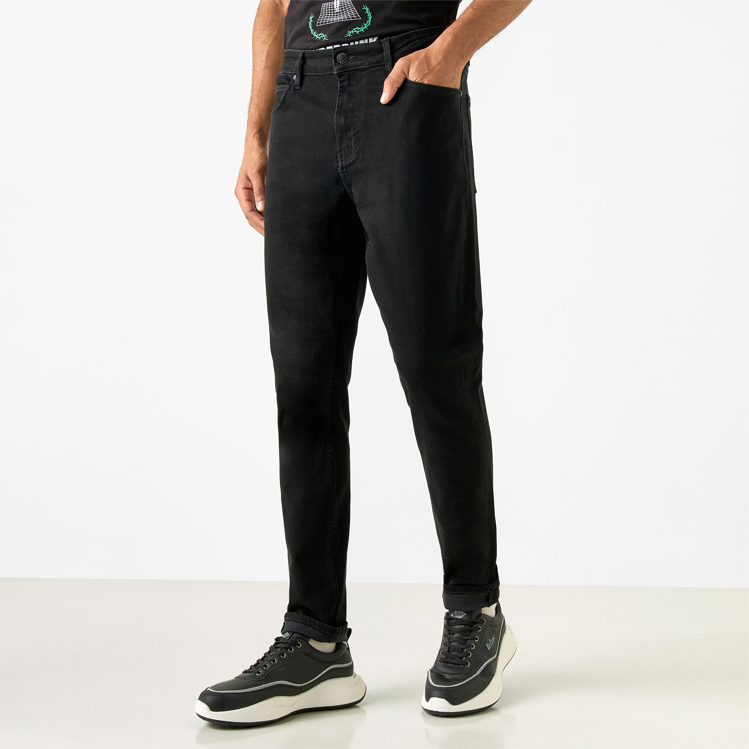 Lee Cooper Skinny Fit Mid-Rise Jeans with Pockets-men-clothing-bottoms-jeans-image-1