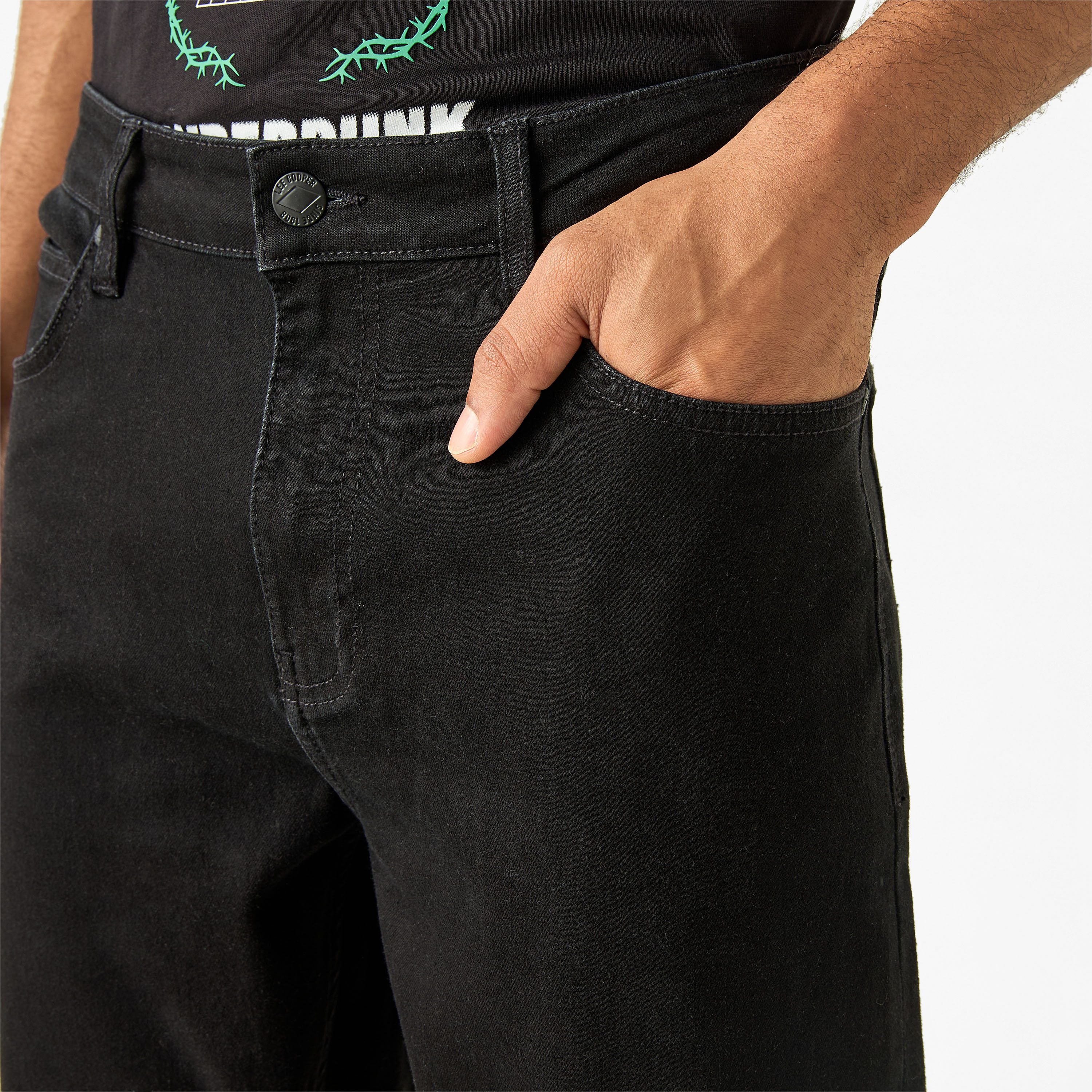 Lee Cooper Skinny Fit Mid-Rise Jeans with Pockets-men-clothing-bottoms-jeans-image-4