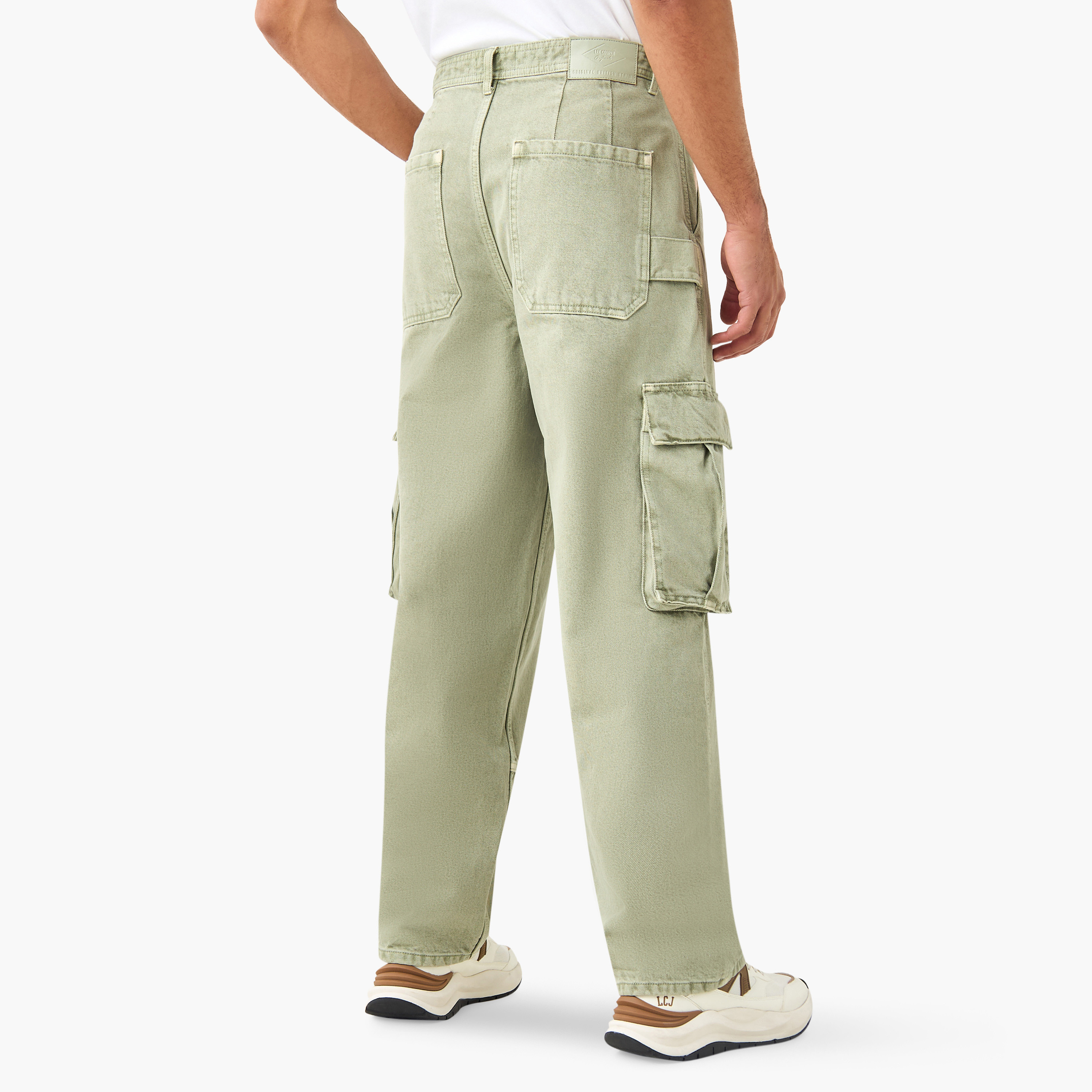 Lee Cooper Skater Fit Cargo Jeans with Button Closure and Pockets-men-clothing-jeans-image-3