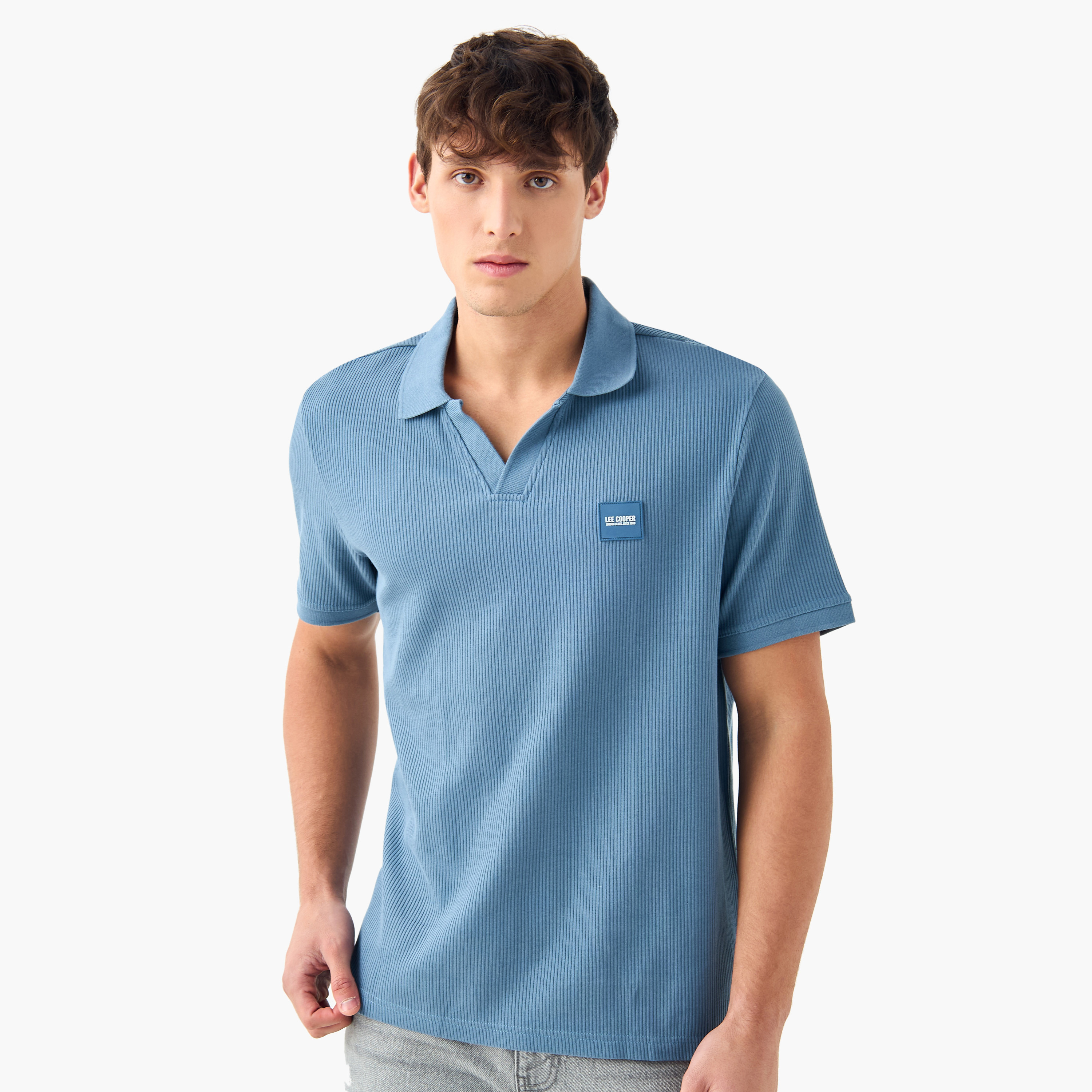 Lee Cooper Textured Polo T-shirt with Short Sleeves-men-clothing-tshirtsandpolos-polos-image-1