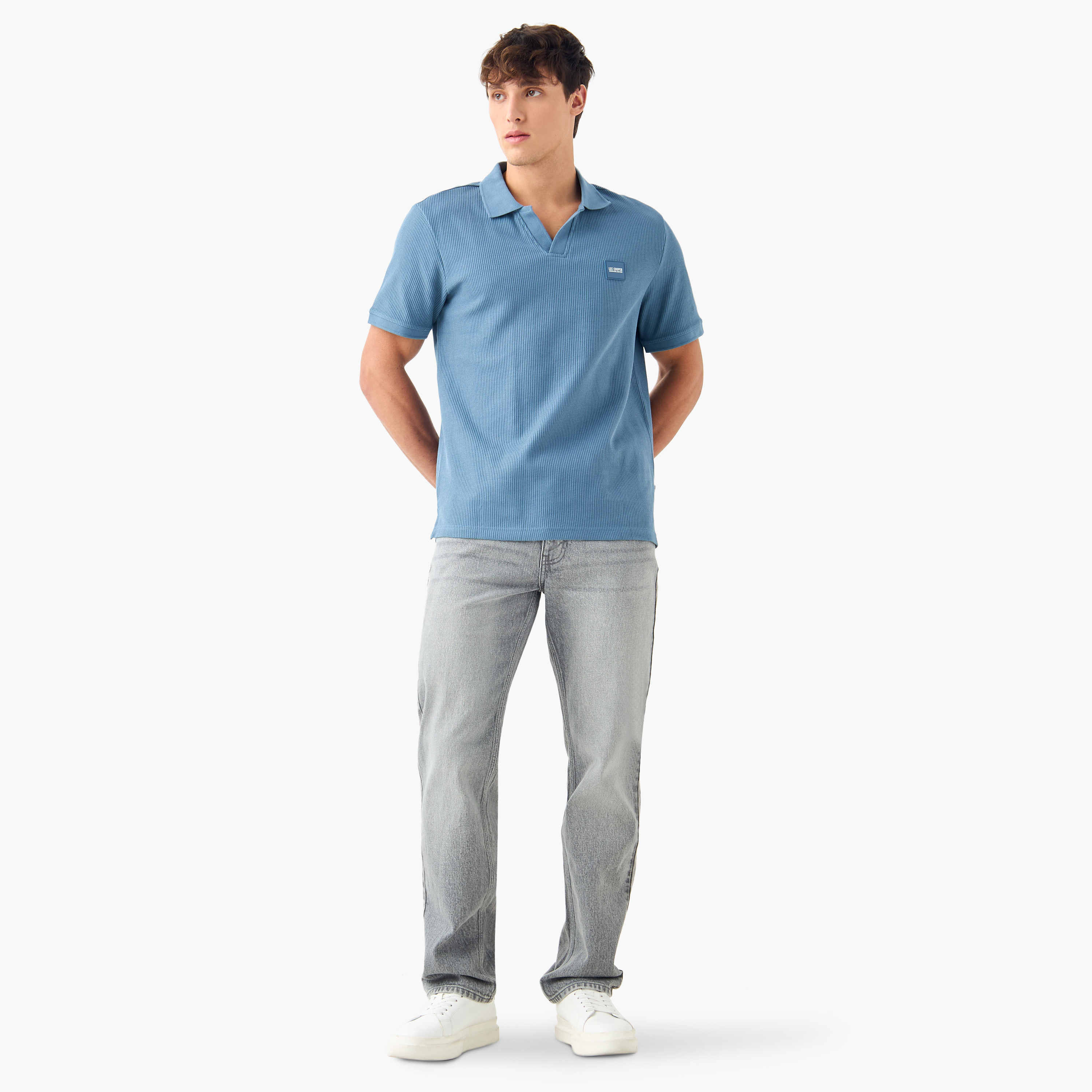 Lee Cooper Textured Polo T-shirt with Short Sleeves-men-clothing-tshirtsandpolos-polos-image-2