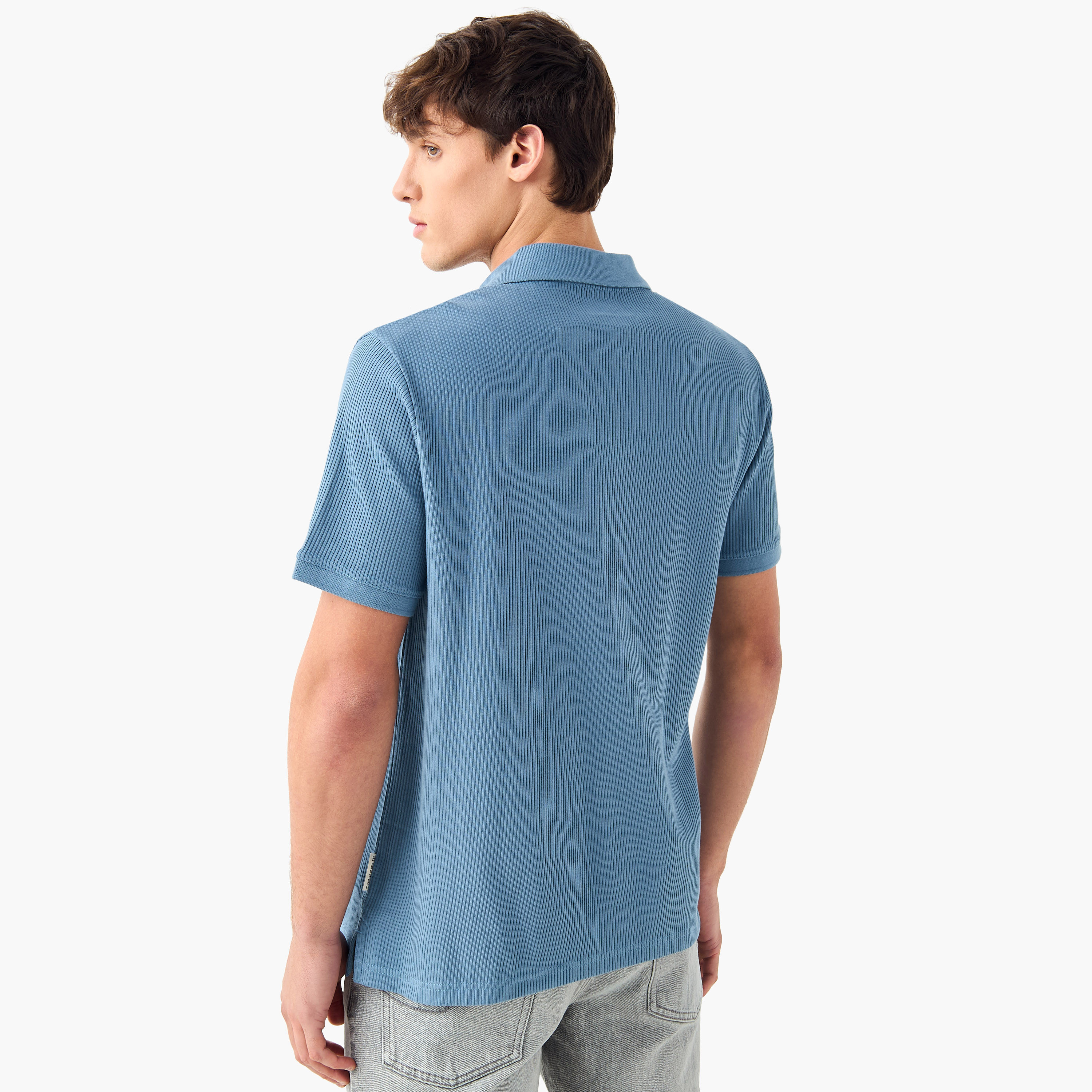 Lee Cooper Textured Polo T-shirt with Short Sleeves-men-clothing-tshirtsandpolos-polos-image-3
