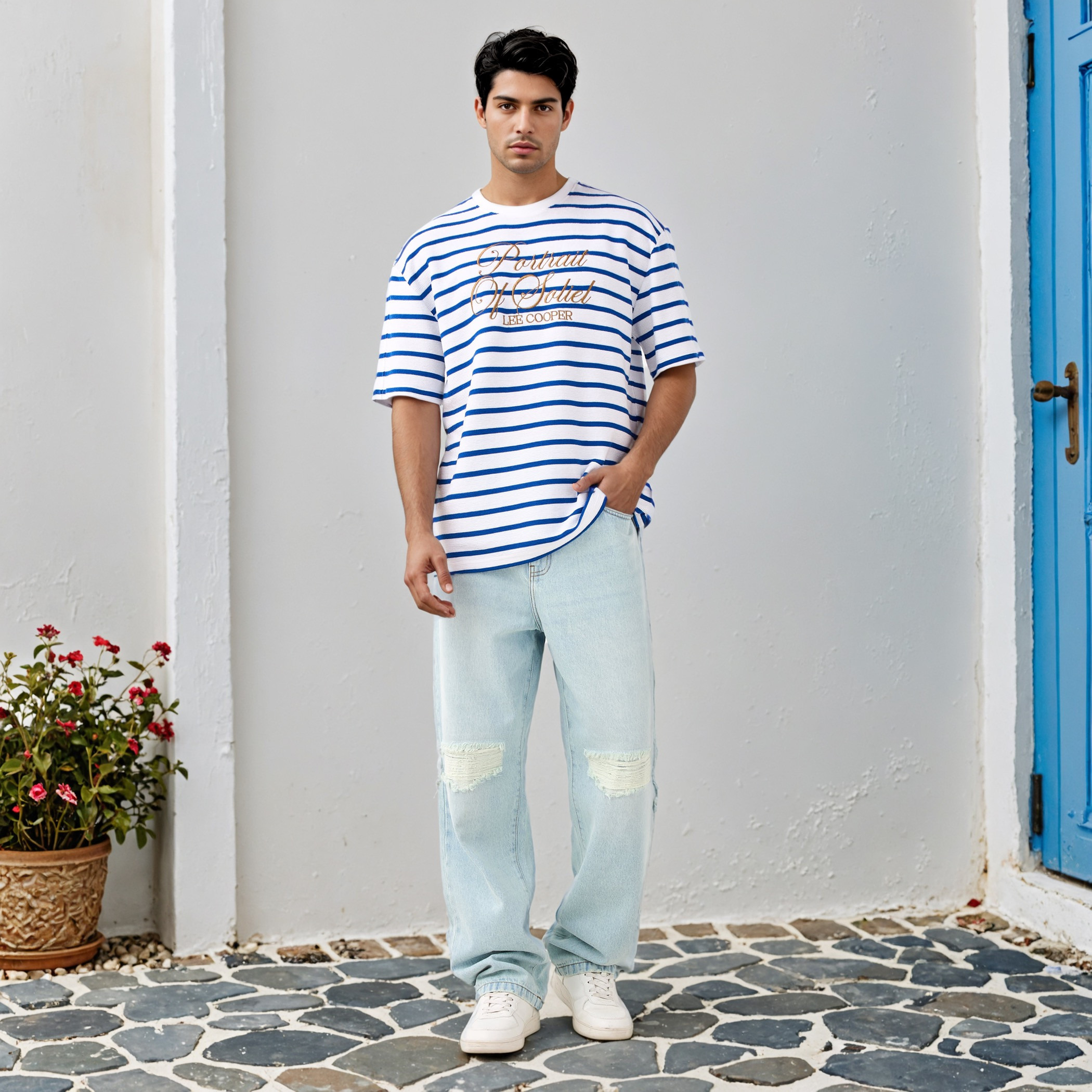 Lee Cooper Striped T-shirt with Chest Embroidery-men-clothing-tshirtsandpolos-tshirts-image-2