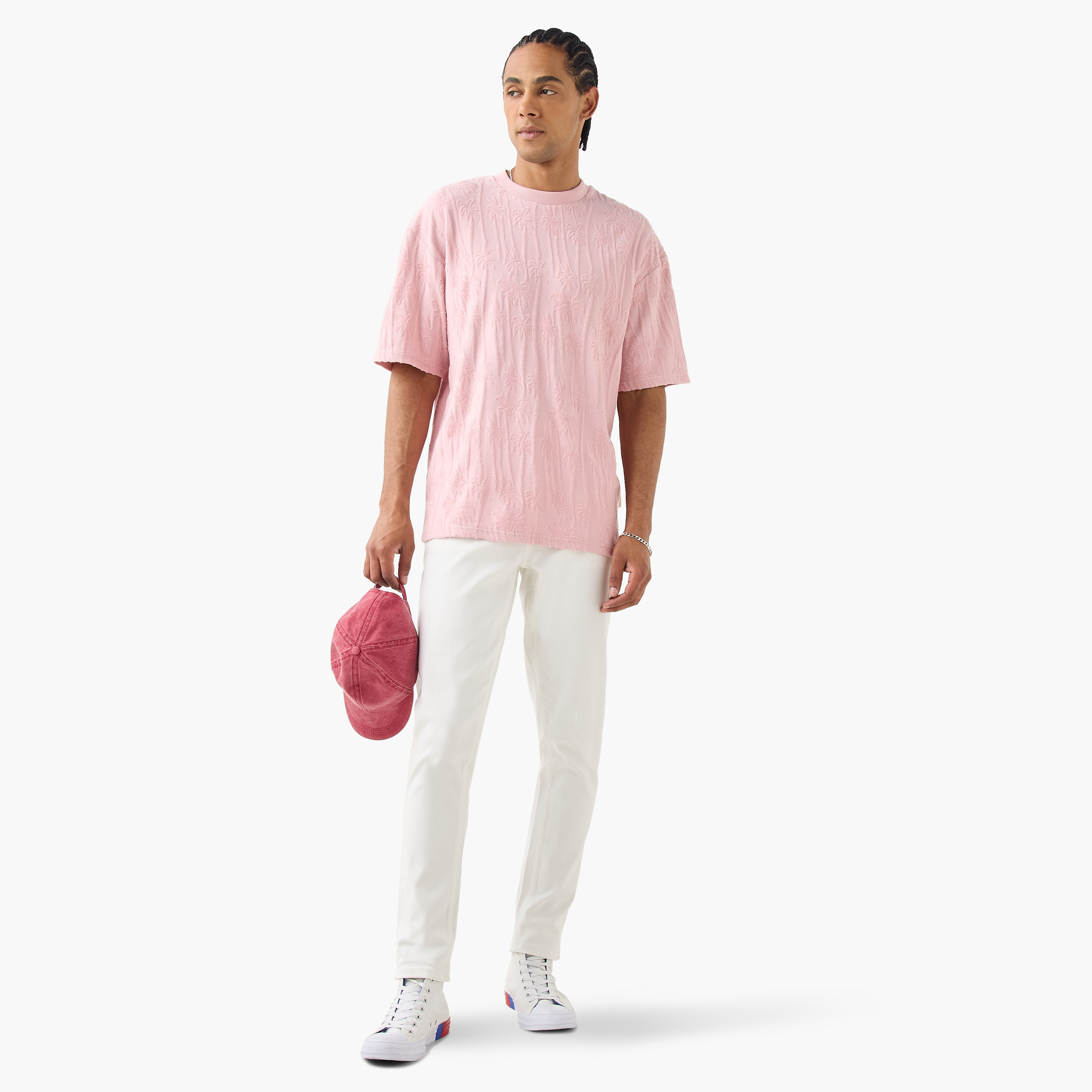 Lee Cooper Palm Tree Textured Terry T-shirt with Crew Neck-men-clothing-tshirtsandpolos-tshirts-image-3