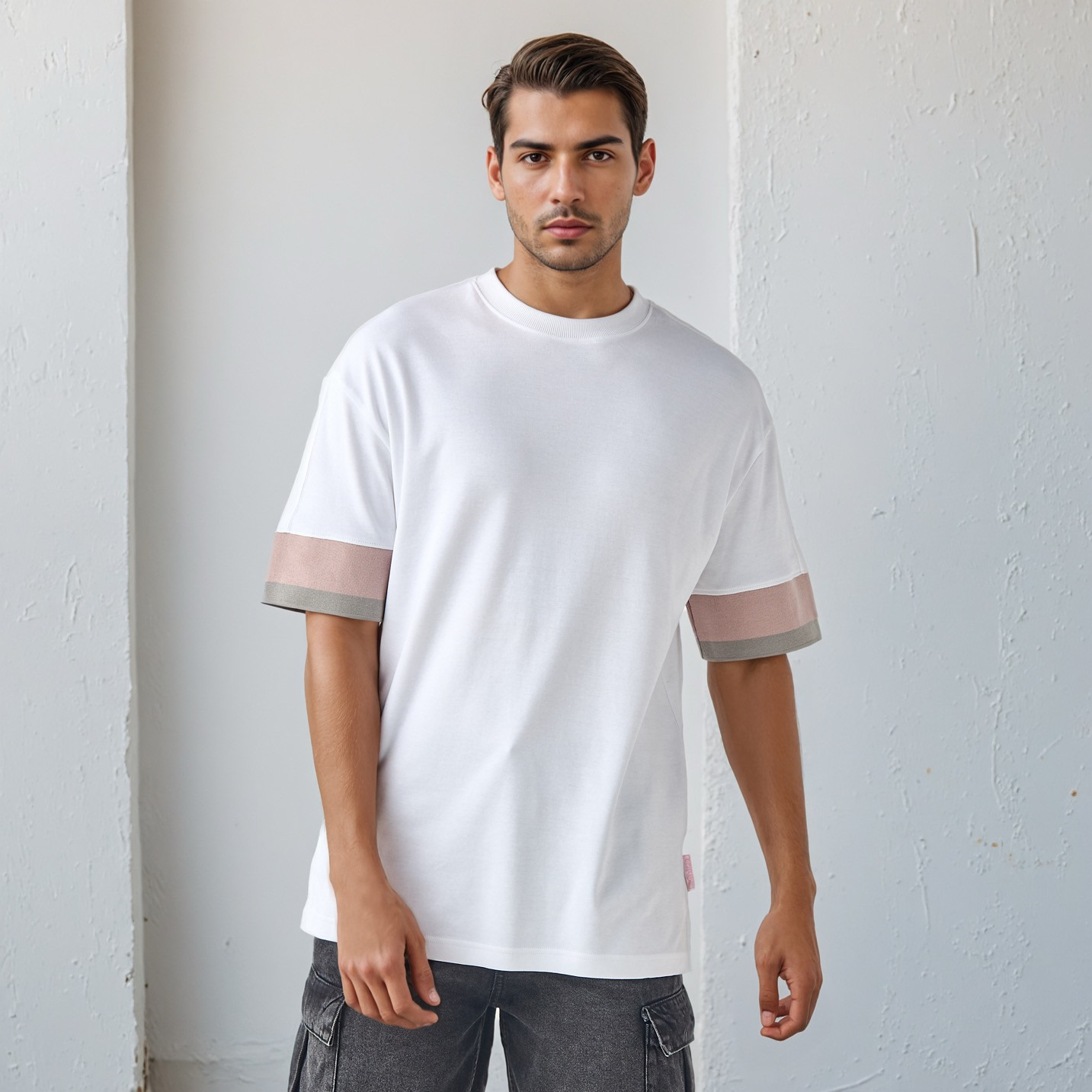 Lee Cooper Logo Embroidered T-shirt with Crew Neck-men-clothing-tshirtsandpolos-tshirts-image-1