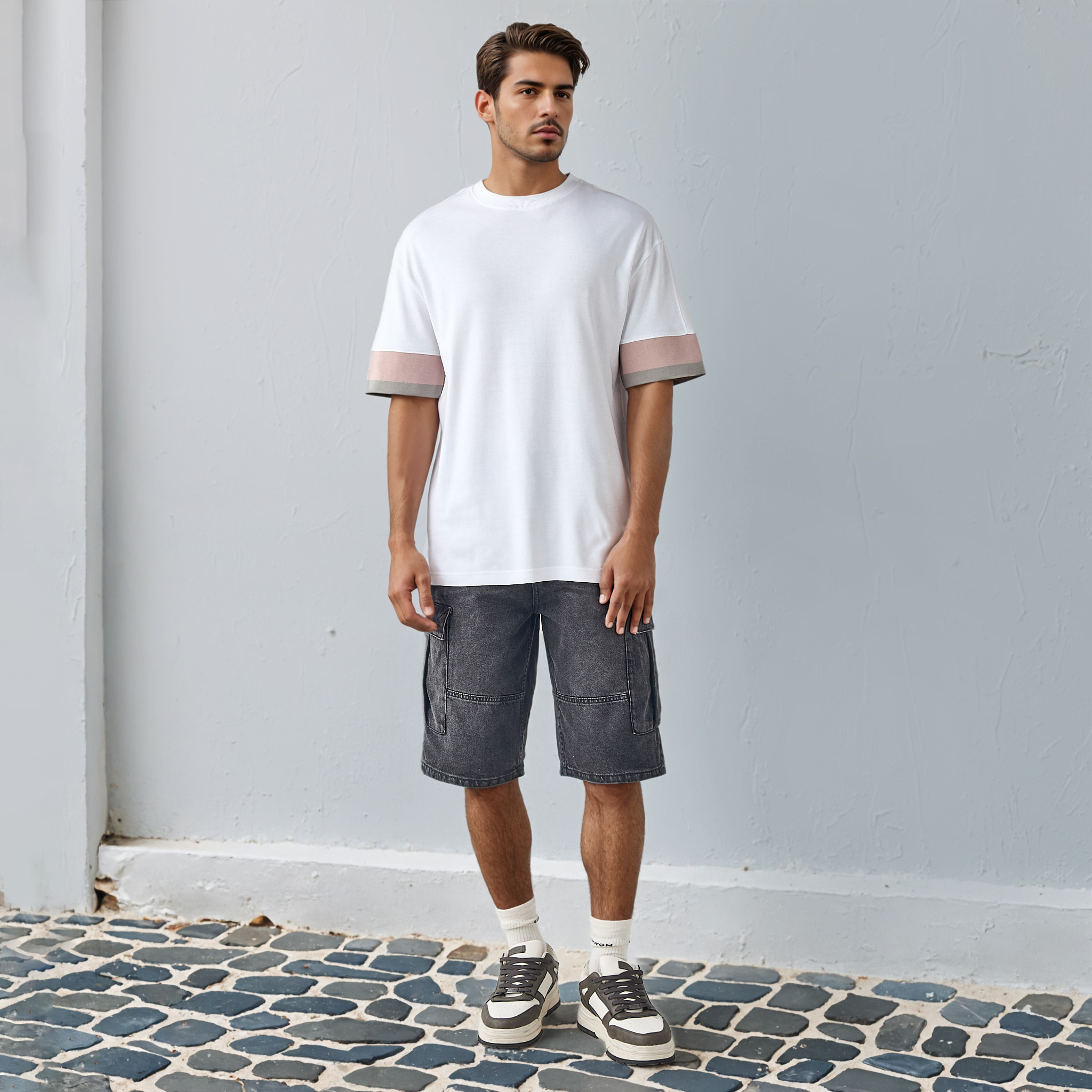 Lee Cooper Logo Embroidered T-shirt with Crew Neck-men-clothing-tshirtsandpolos-tshirts-image-2