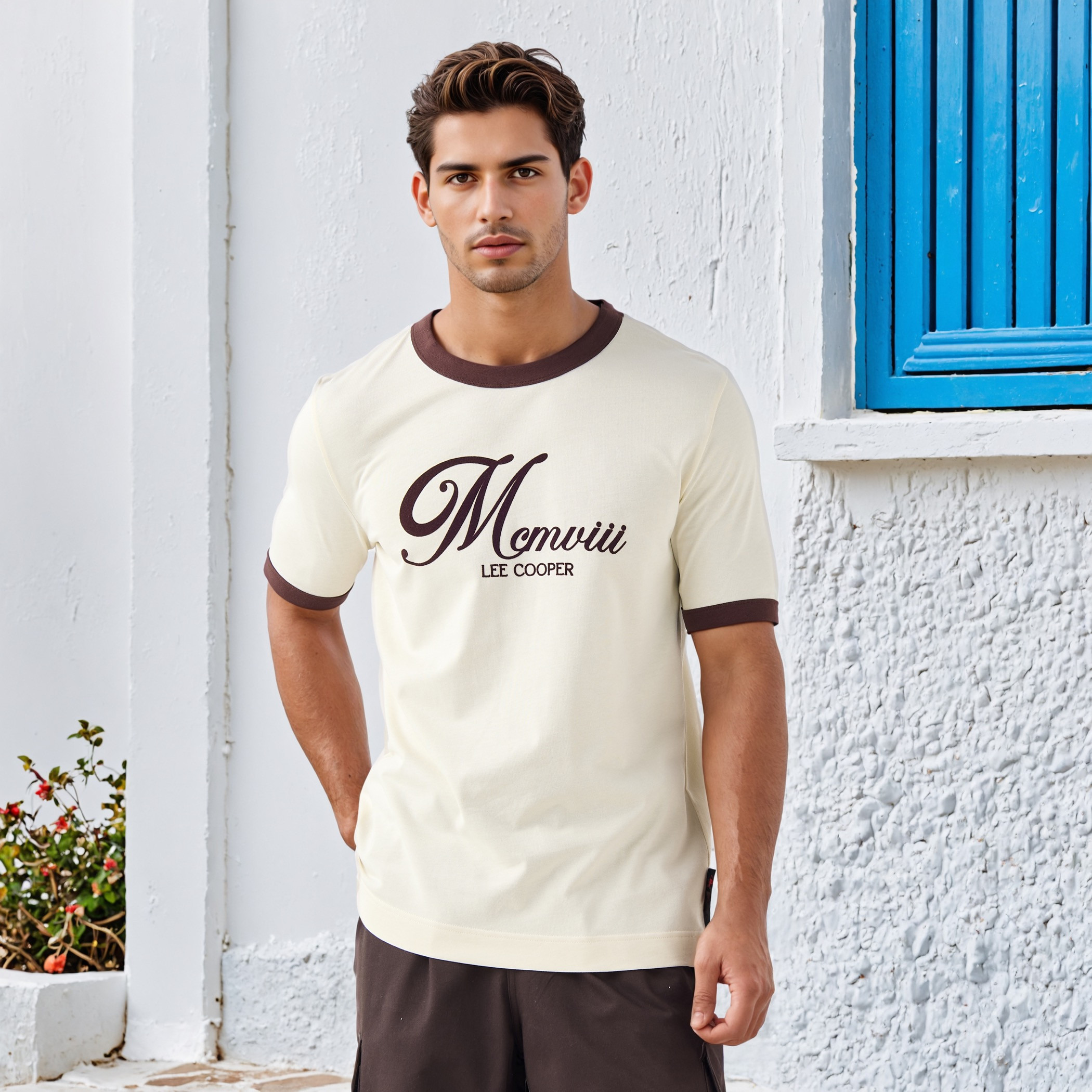 تيشيرت بياقة ضيقة وطبعات من لي كوبر-men-clothing-tshirtsandpolos-tshirts-image-1