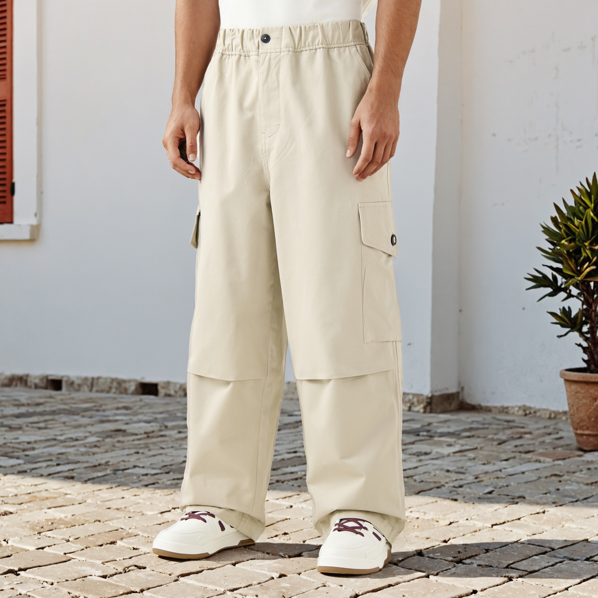 Lee Cooper Straight Fit Pants with Button Closure and Pockets-men-clothing-bottoms-joggers-image-1