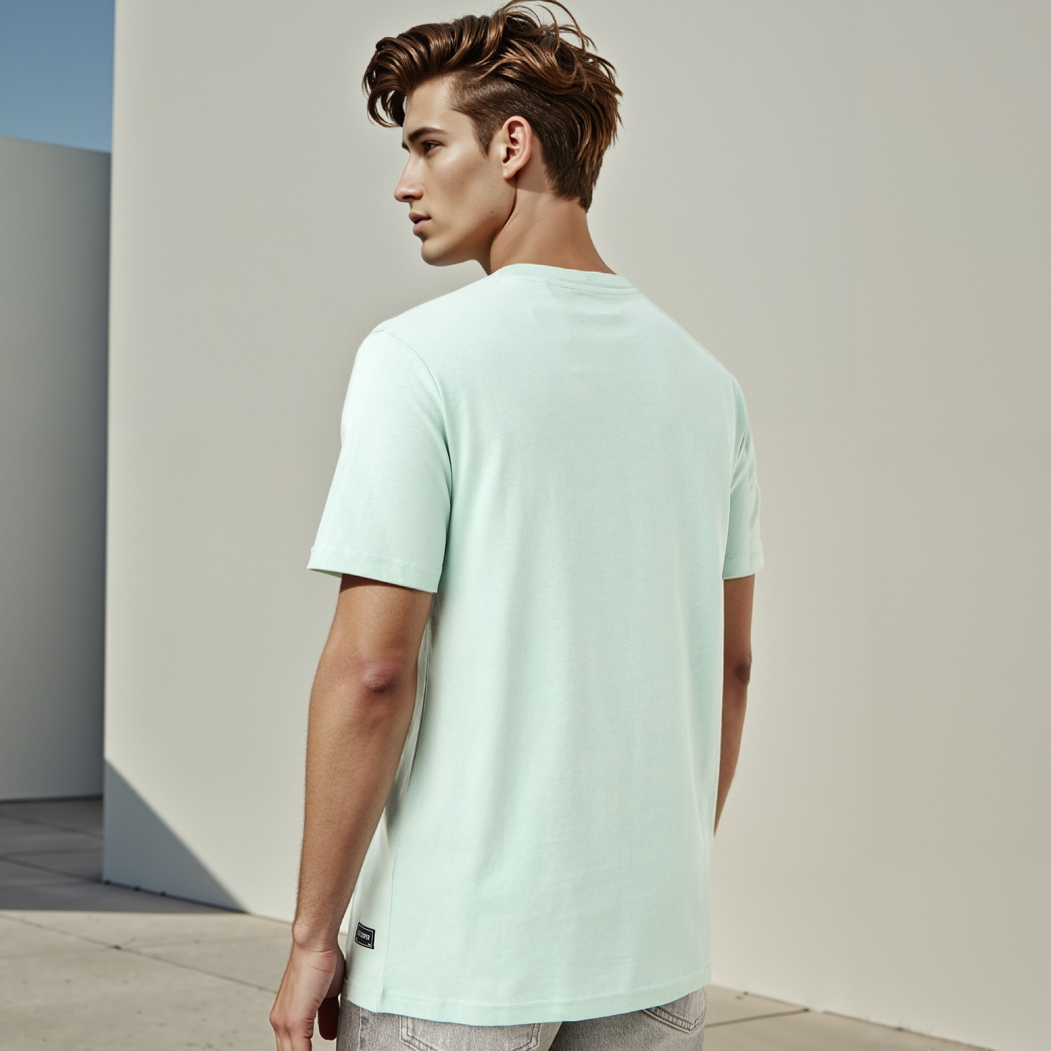 تيشيرت بطبعات تايبوجرافيك وياقة ضيقة من لي كوبر-men-clothing-tshirtsandpolos-tshirts-image-3