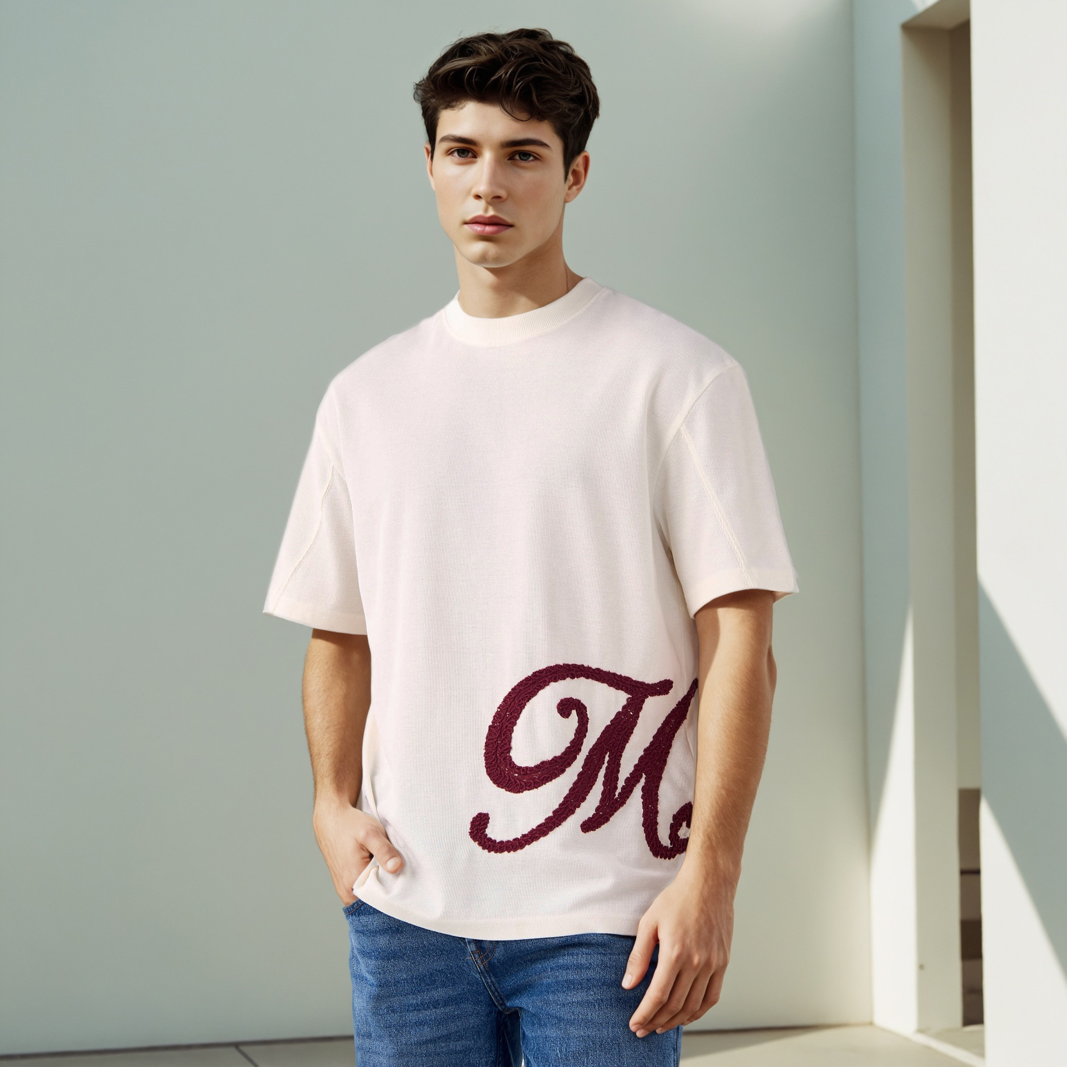تيشيرت بتطريز جانبي من لي كوبر-men-clothing-tshirtsandpolos-tshirts-image-1