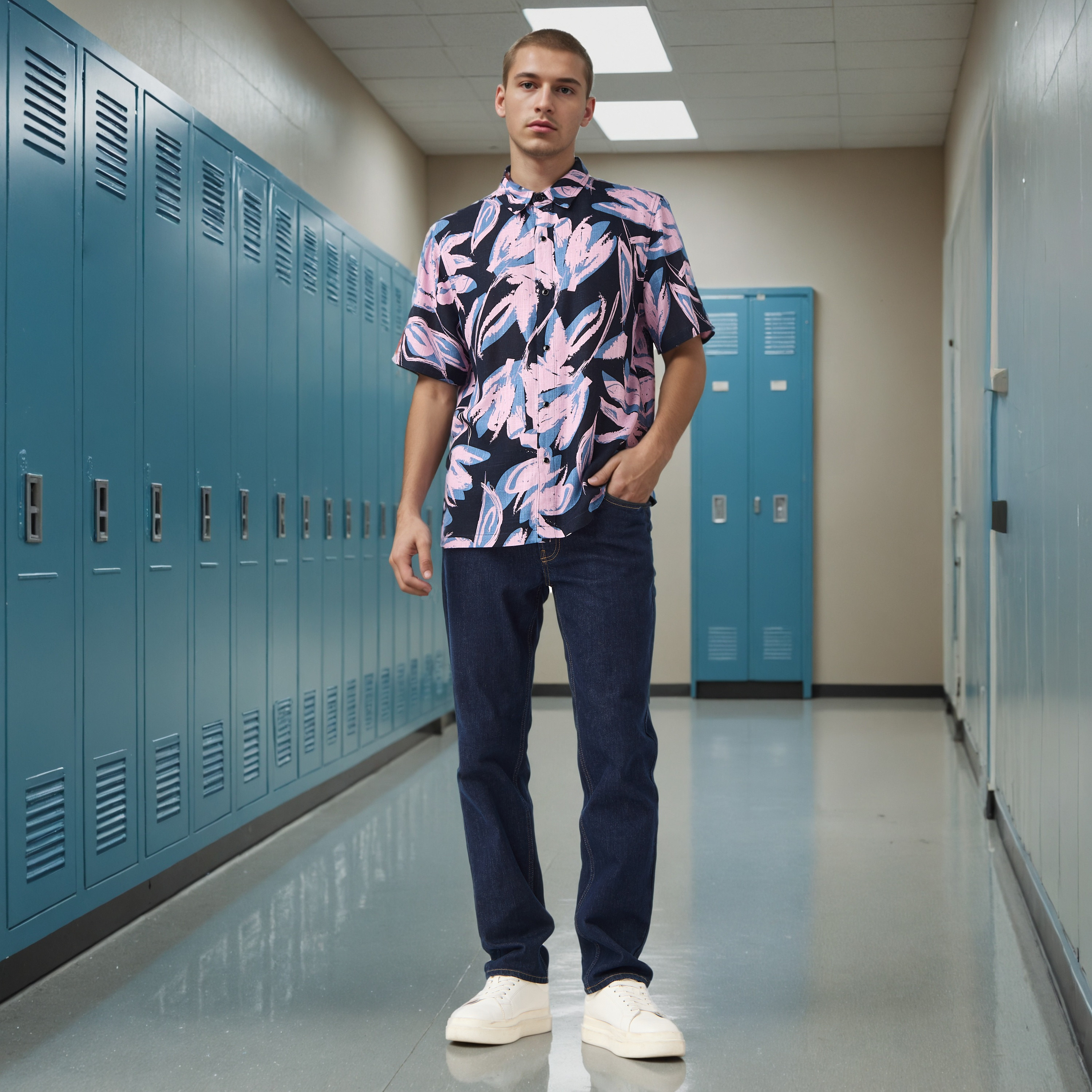 قميص سلوب بقصة عادية وطبعات من لي كوبر-men-clothing-shirts-image-2
