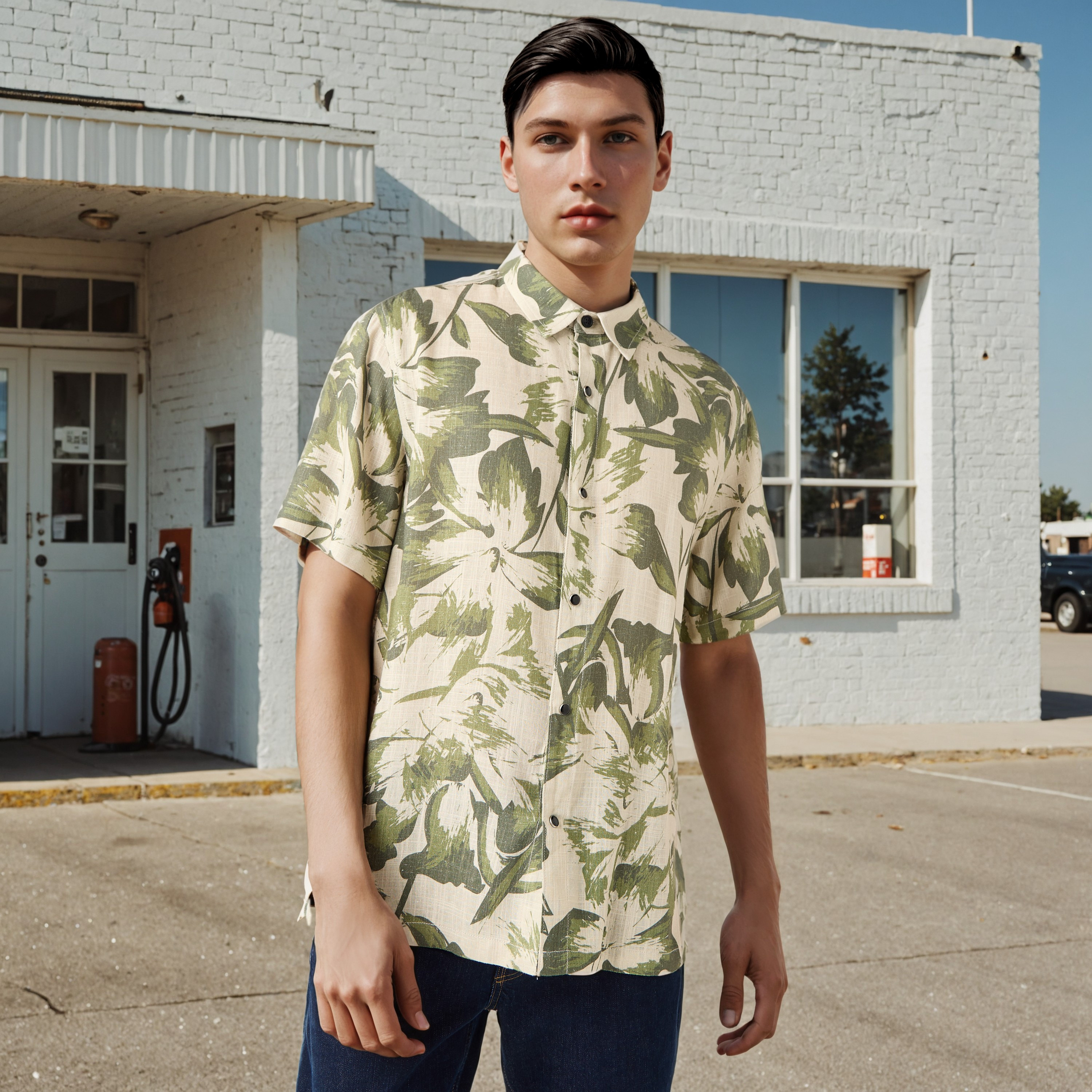 Lee Cooper Regular Fit Floral Print Linen Blend Shirt-men-clothing-shirts-image-1