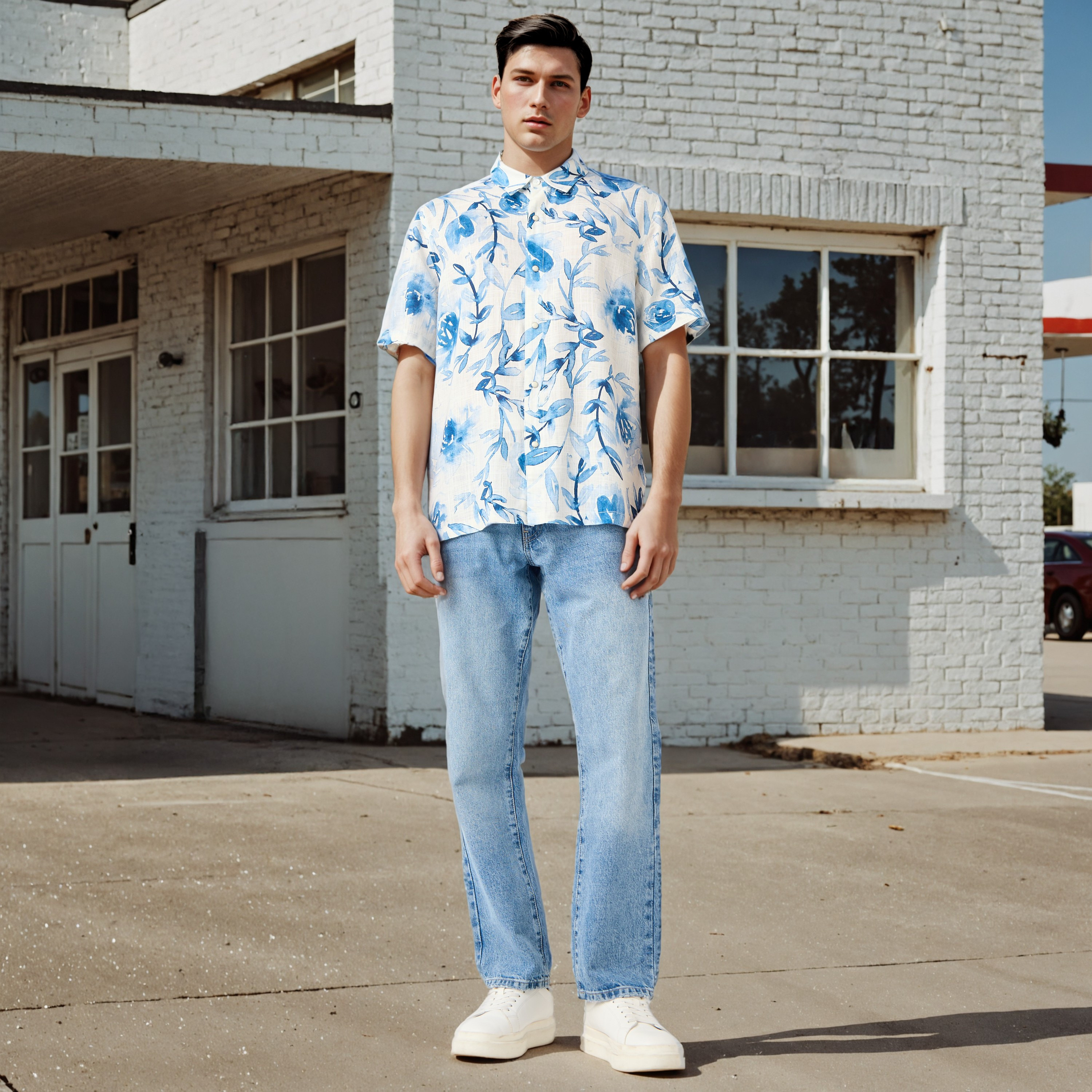 Lee Cooper Regular Fit Floral Print Linen Blend Shirt-men-clothing-shirts-image-2