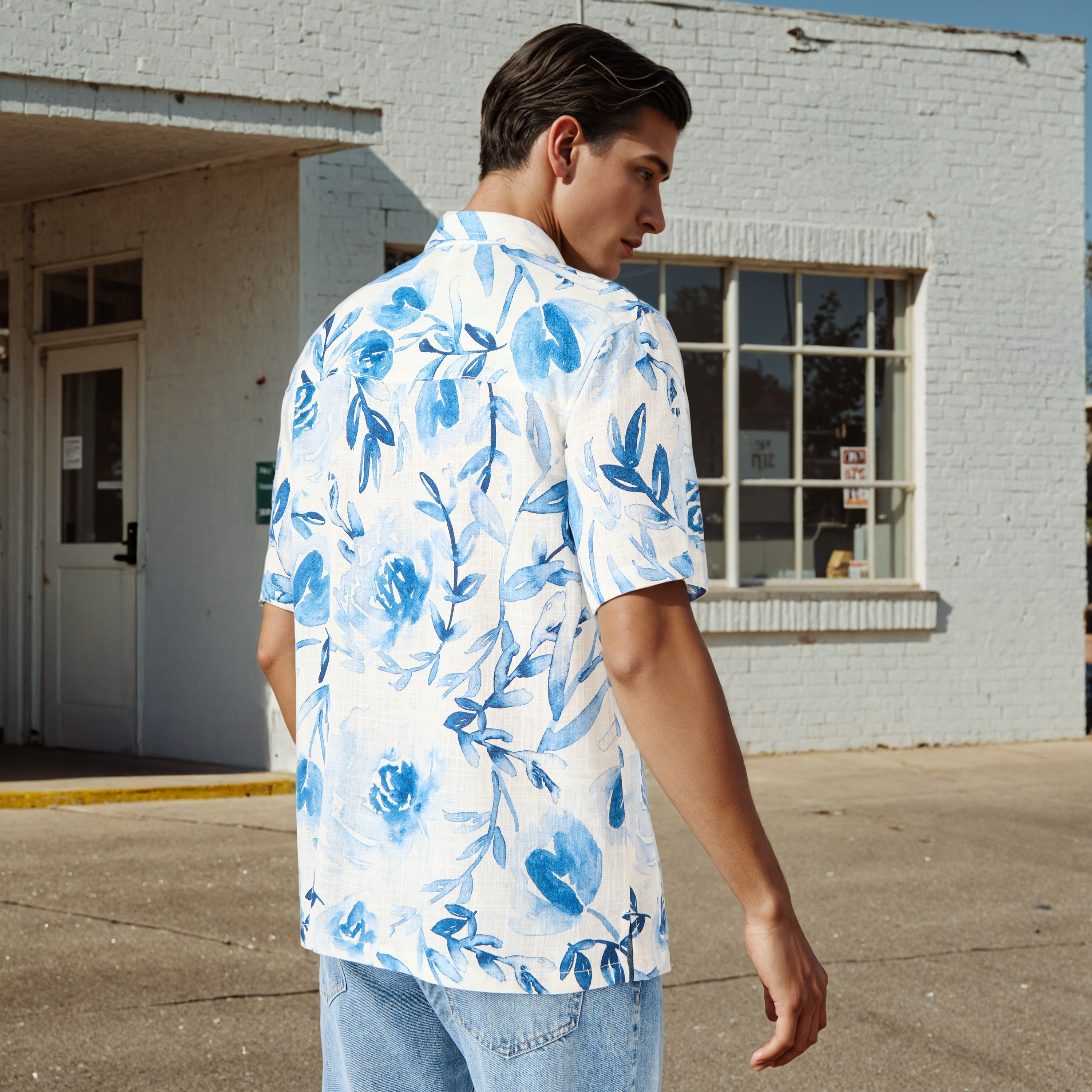 Lee Cooper Regular Fit Floral Print Linen Blend Shirt-men-clothing-shirts-image-3