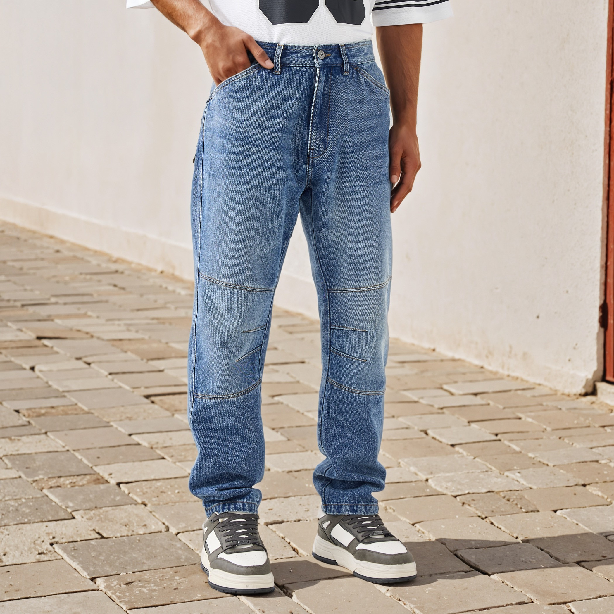 Lee Cooper Panelled Jeans with Pockets-men-clothing-bottoms-jeans-image-1