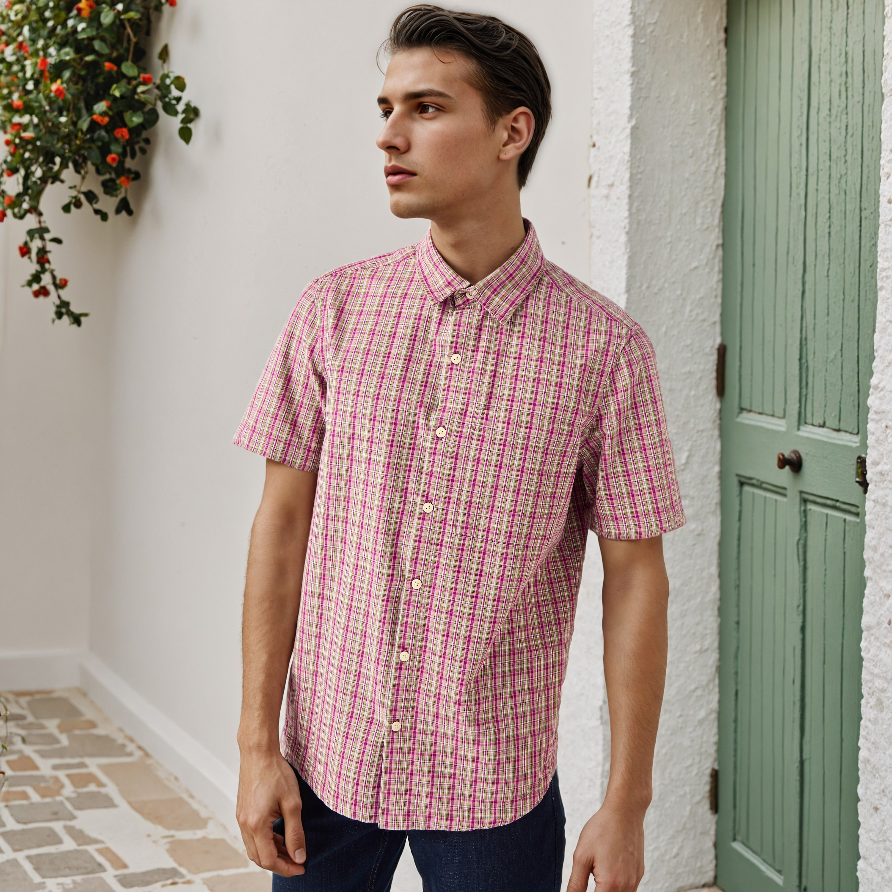 Regular Fit Checked Collared Shirt-men-clothing-shirts-image-1