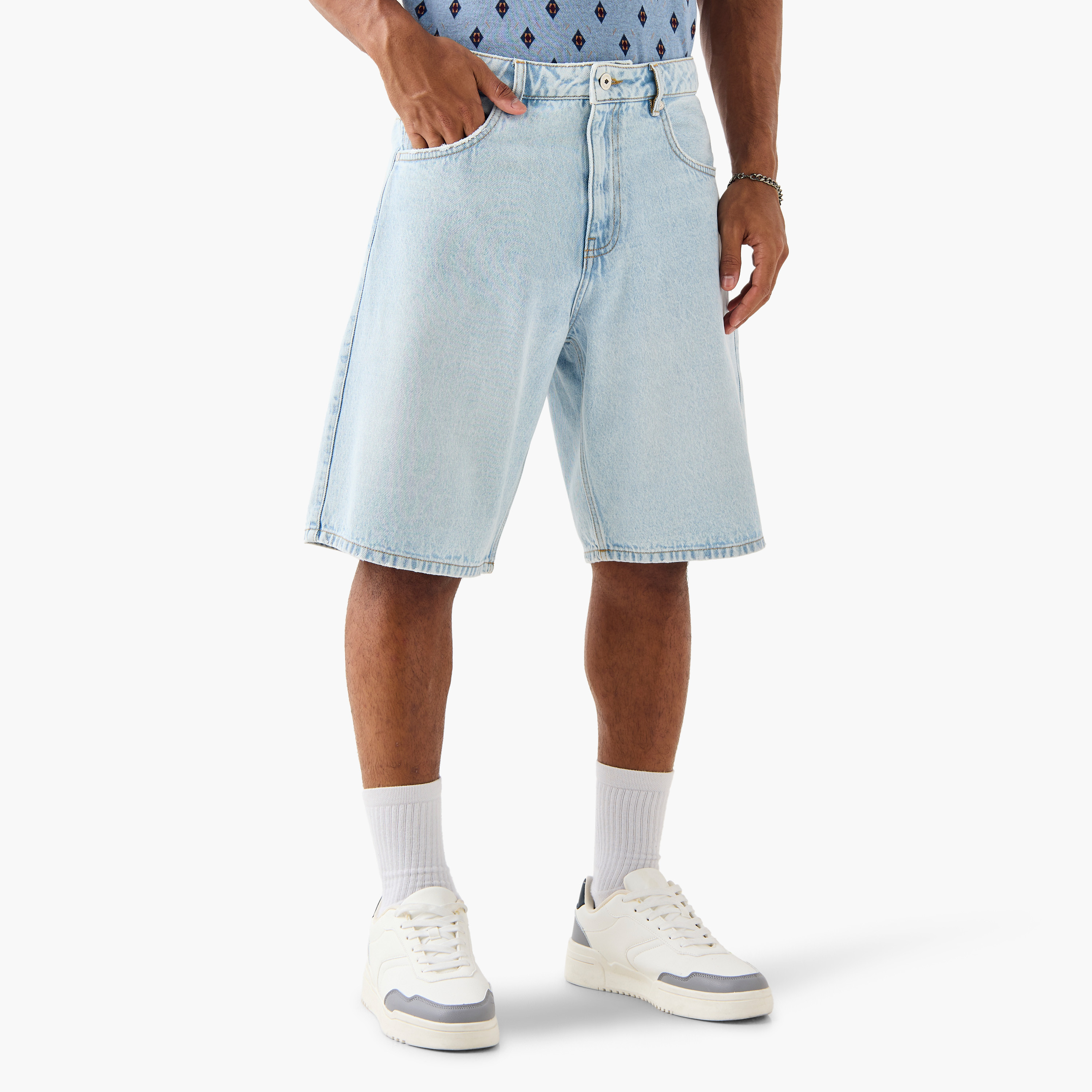 Lee Cooper Regular Fit Denim Shorts with Pockets-men-clothing-bottoms-shorts-image-1