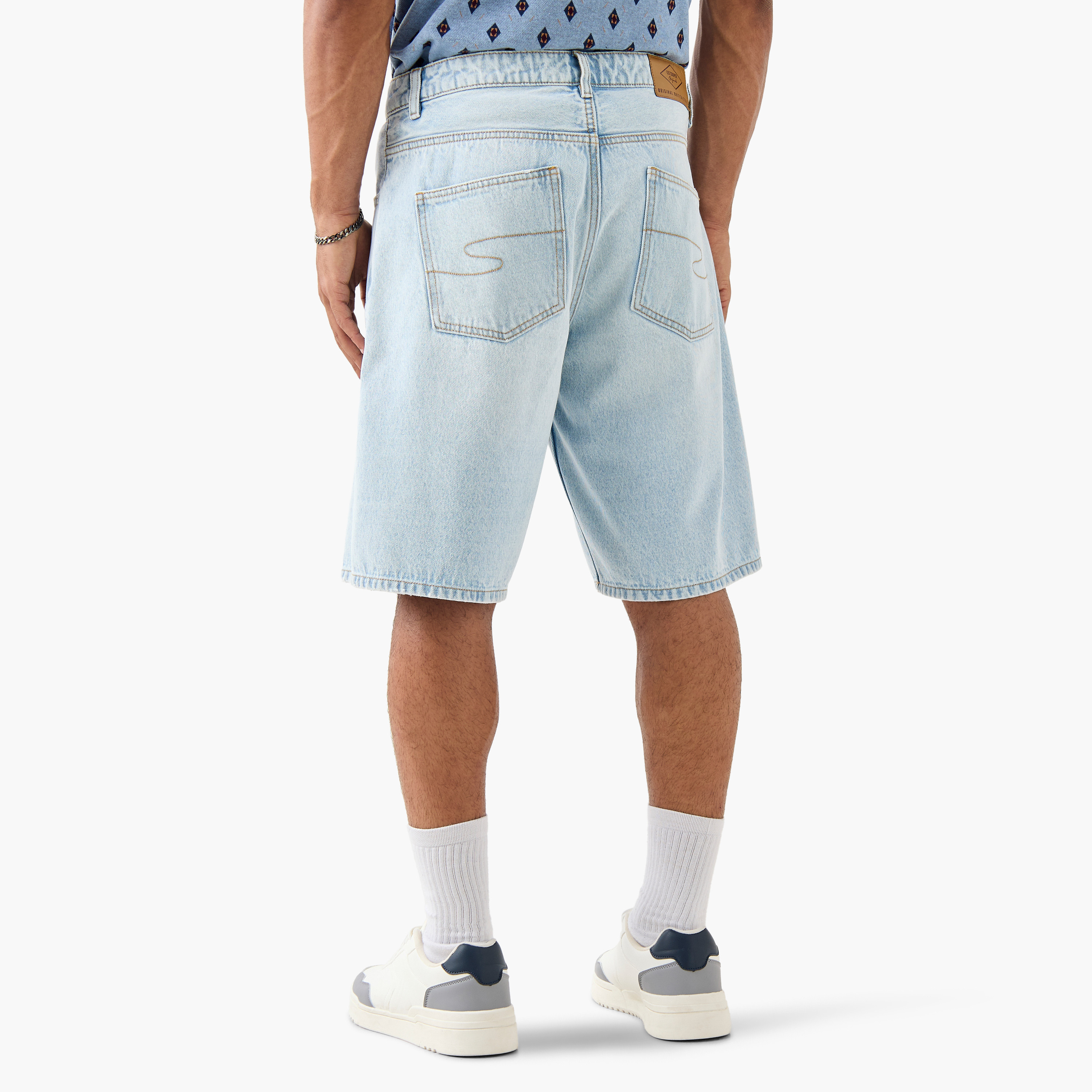 Lee Cooper Regular Fit Denim Shorts with Pockets-men-clothing-bottoms-shorts-image-3