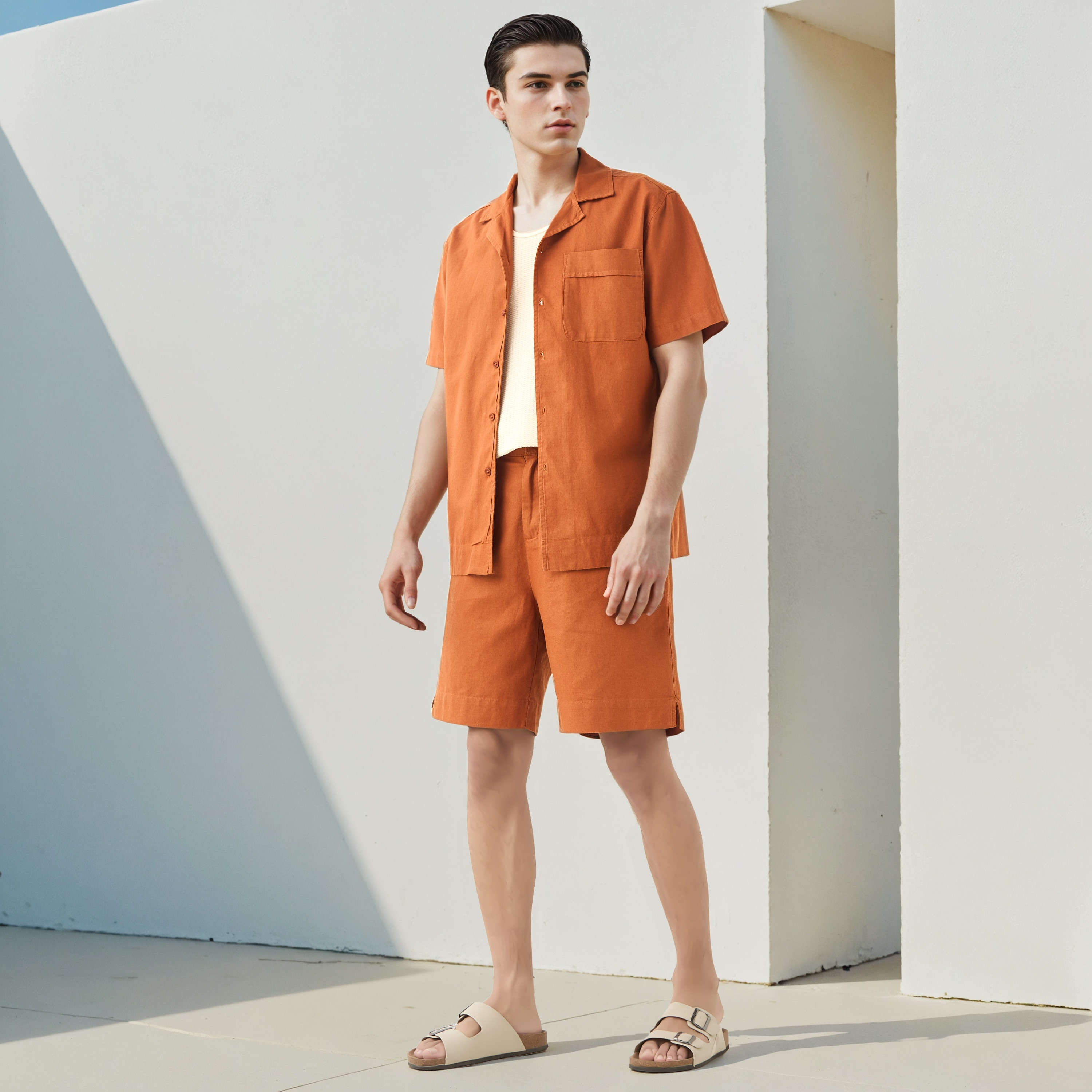 Lee Cooper Regular Fit Linen Blend Shorts-men-clothing-bottoms-shorts-image-2