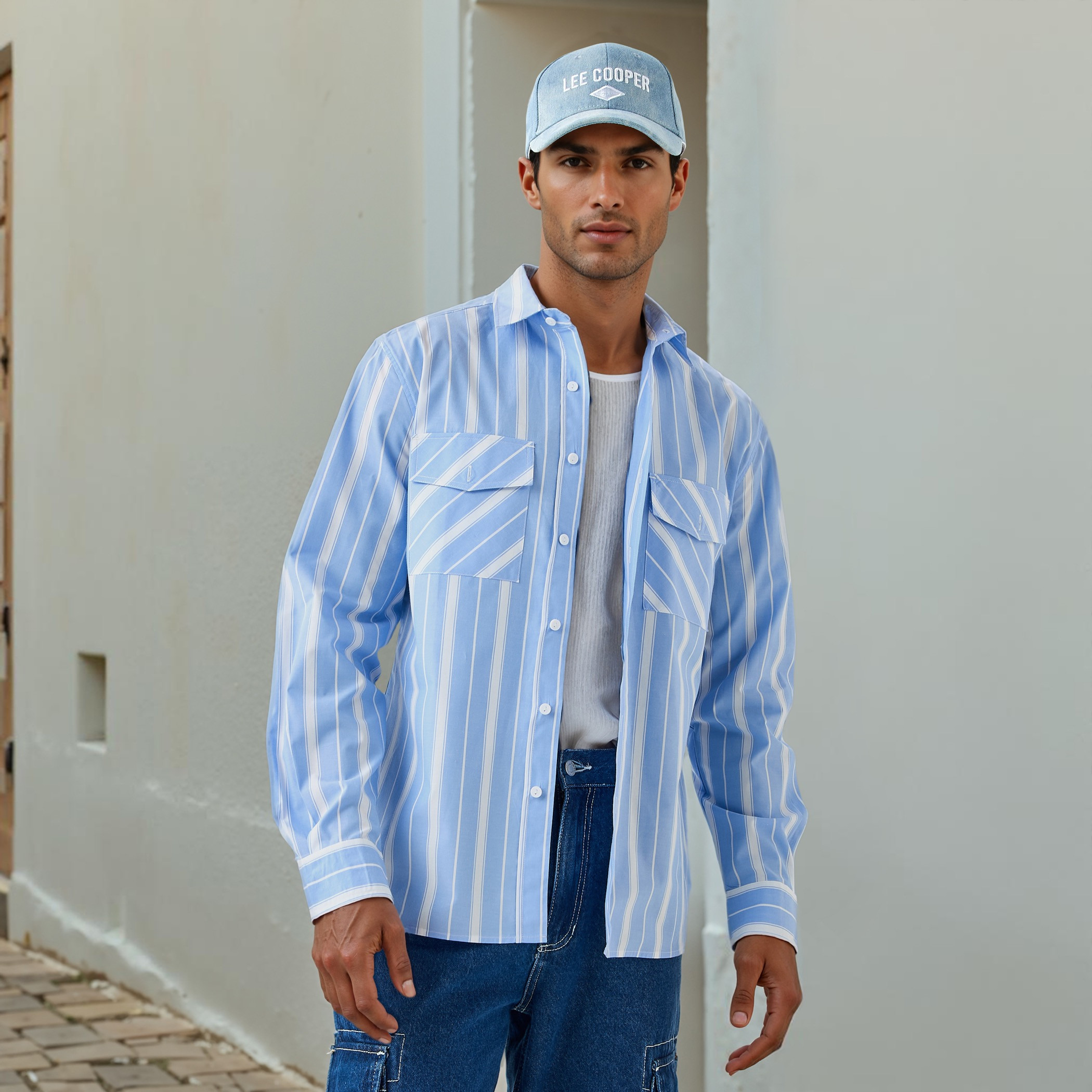 Lee Cooper Striped Shirt with Pockets-men-clothing-shirts-image-1