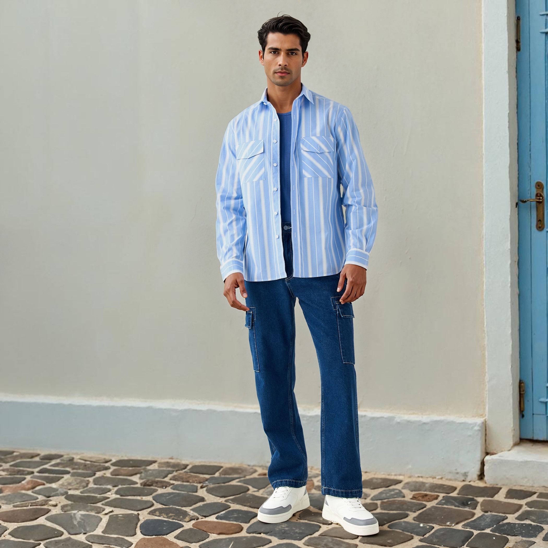 Lee Cooper Striped Shirt with Pockets-men-clothing-shirts-image-2