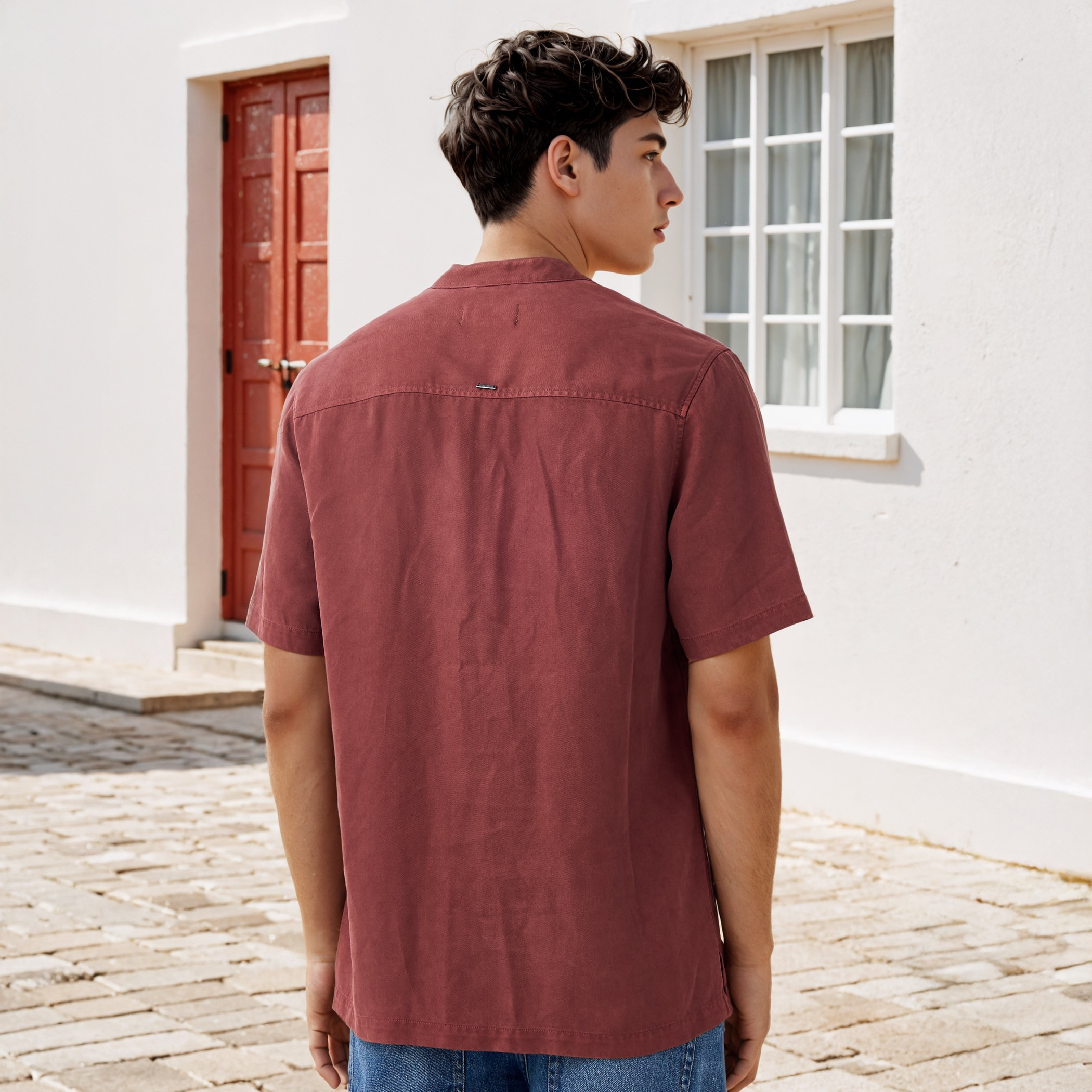Lee Cooper Regular Fit Mandarin Collar Tencel Shirt-men-clothing-shirts-image-3