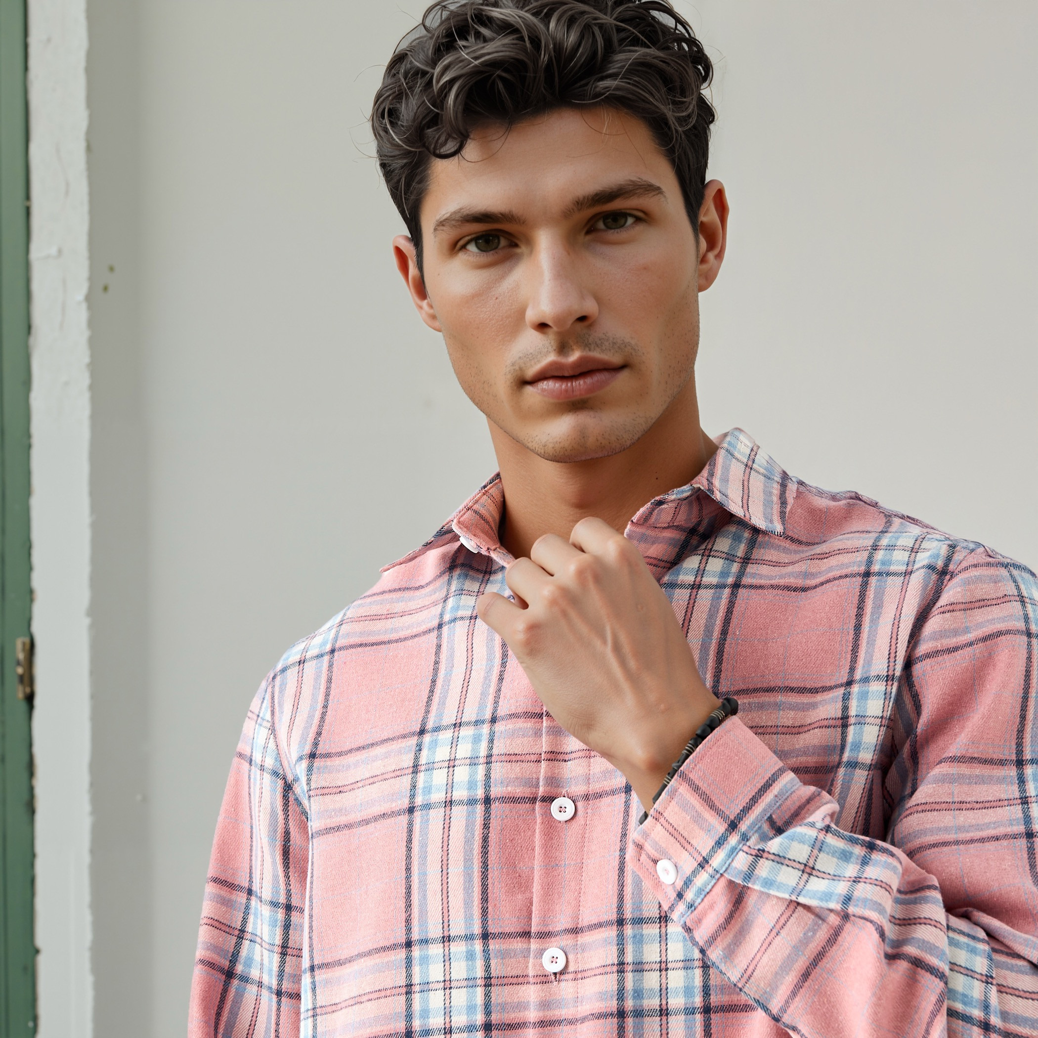 قميص كاروهات بياقة وقصة عادية من لي كوبر-men-clothing-shirts-image-5