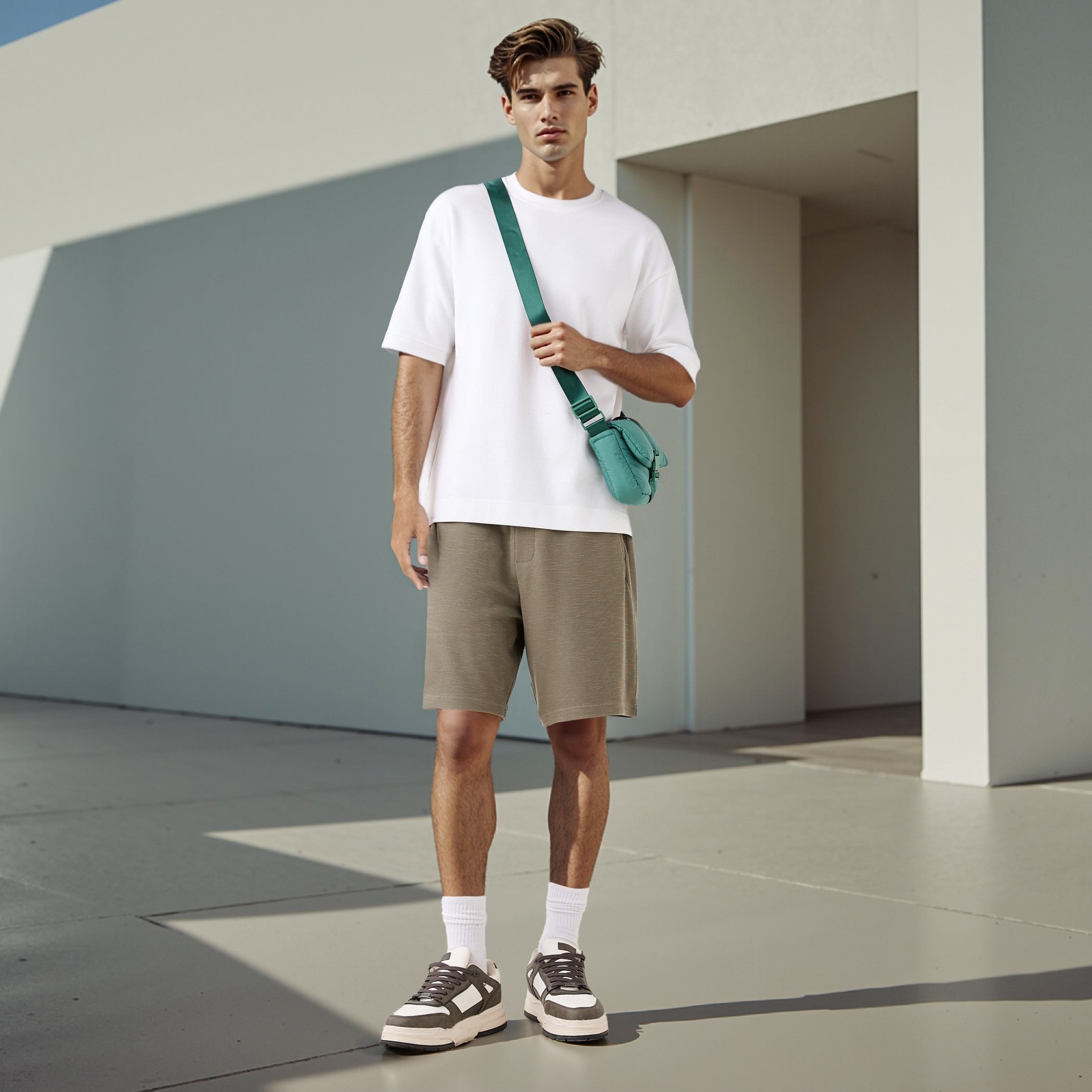 Lee Cooper Logo Applique Shorts with Drawstring Closure-men-clothing-bottoms-shorts-image-2