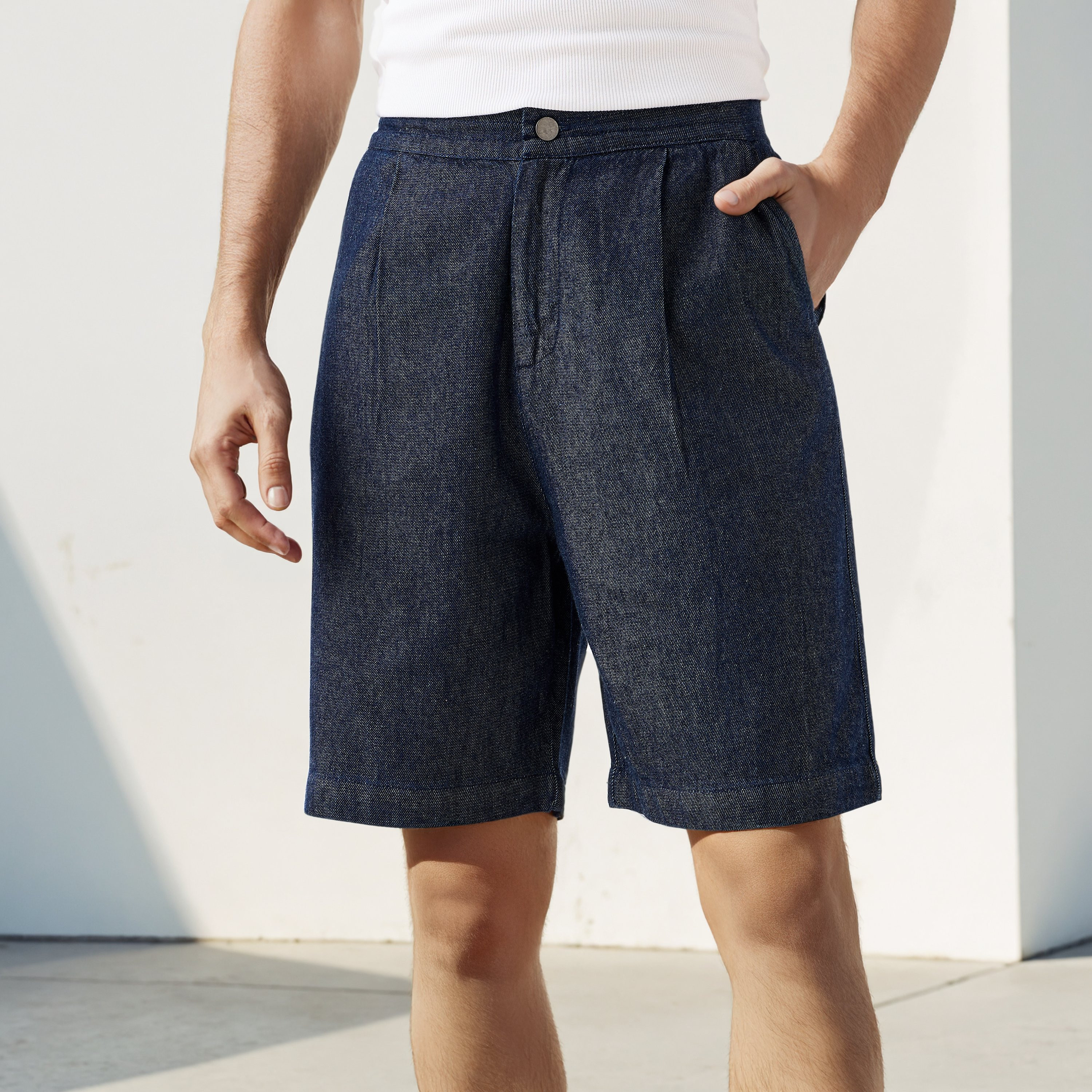 Lee Cooper Pleated Denim Shorts-men-clothing-bottoms-shorts-image-1