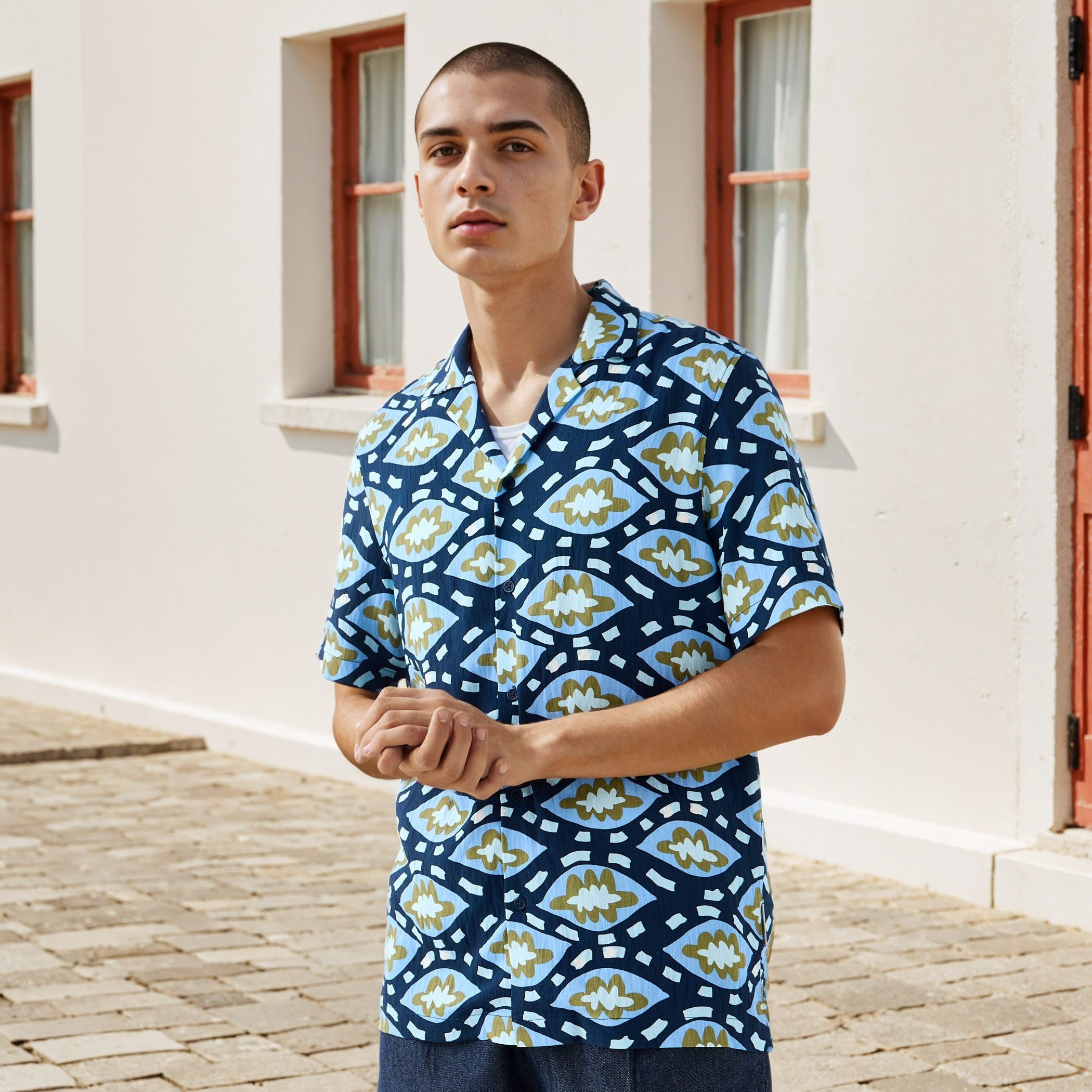 قميص بياقة كامب وطبعات من لي كوبر-men-clothing-shirts-image-1