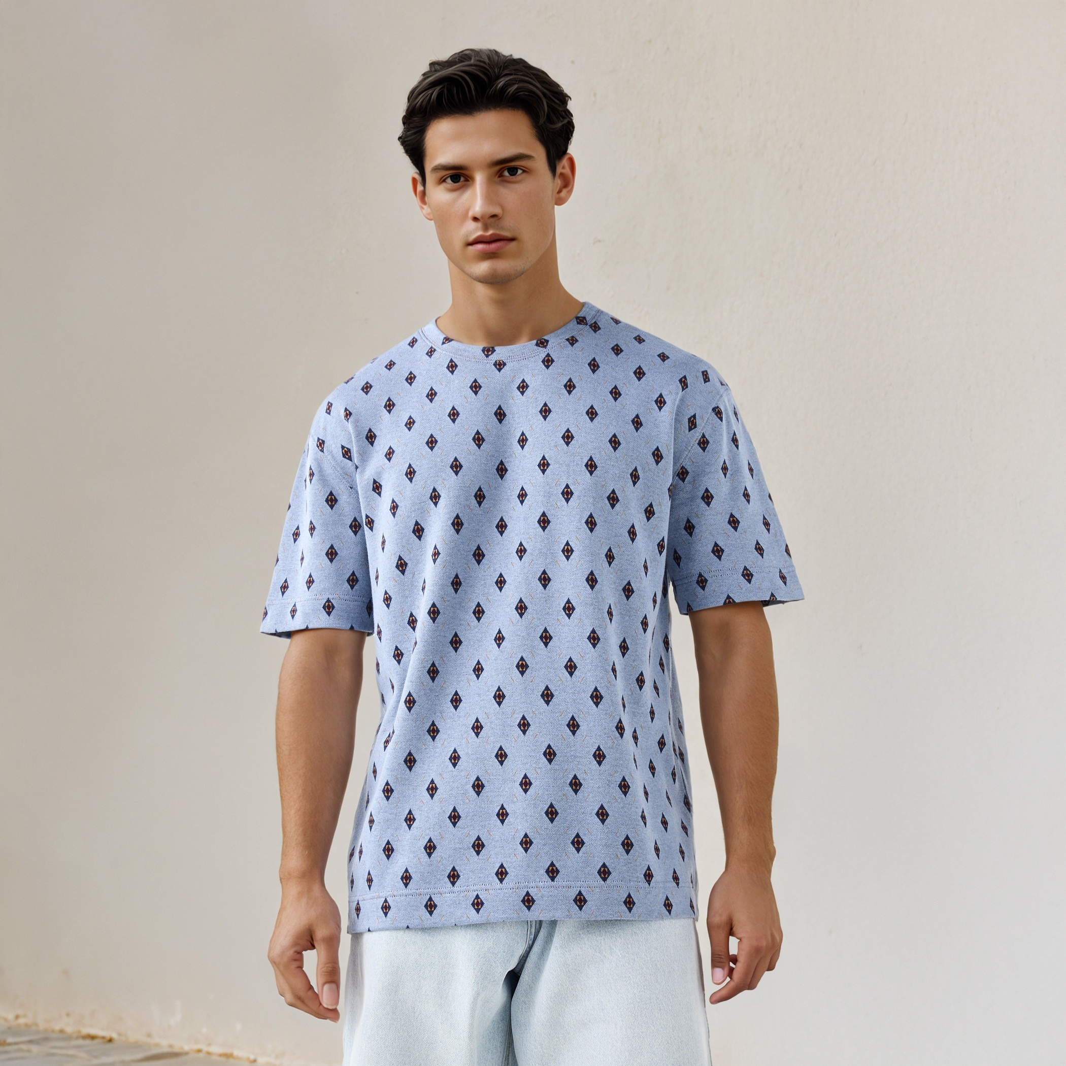 Lee Cooper Jacquard Textured Crew Neck T-shirt-men-clothing-tshirtsandpolos-tshirts-image-1