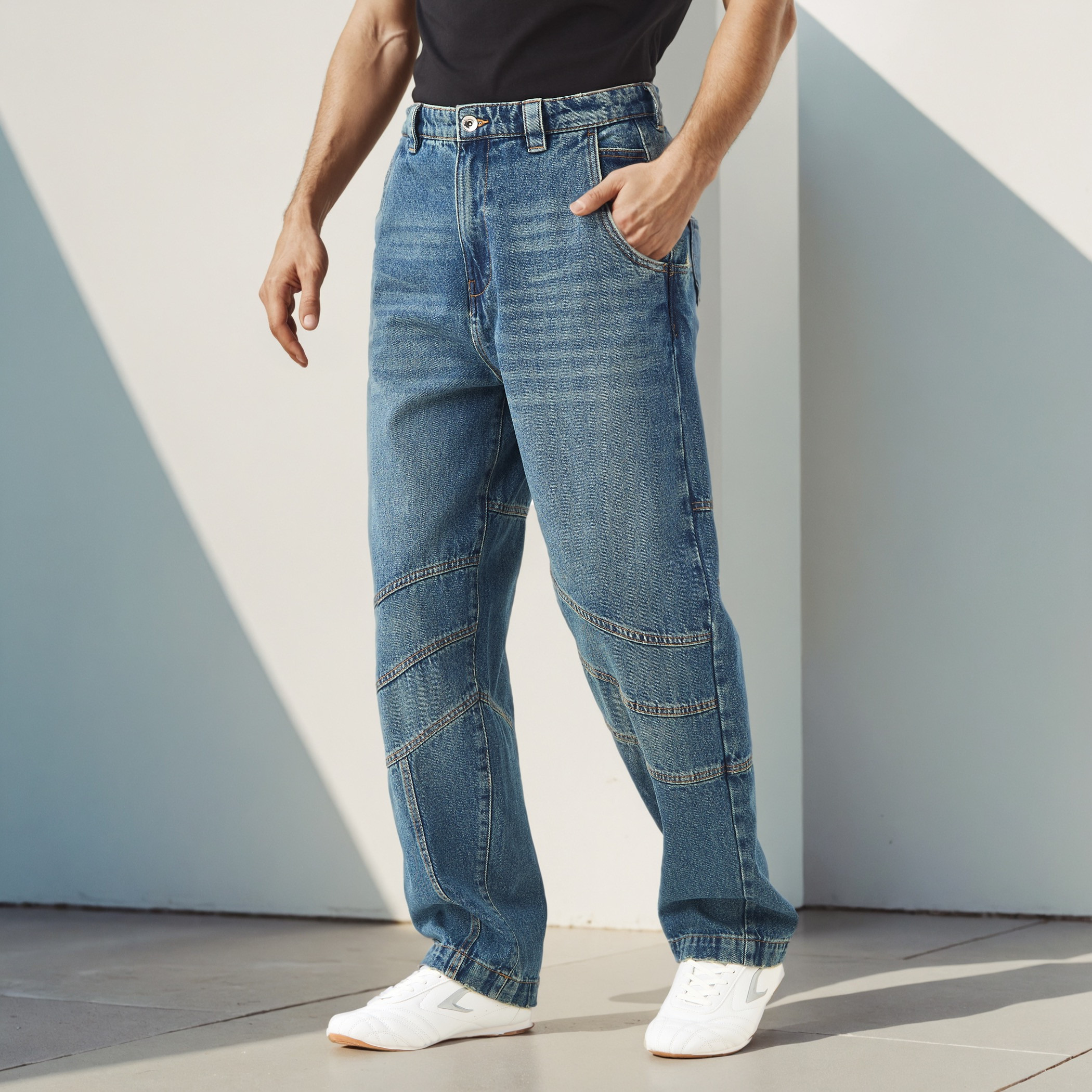 Lee Cooper Panelled Regular Fit Jeans-men-clothing-bottoms-jeans-image-1